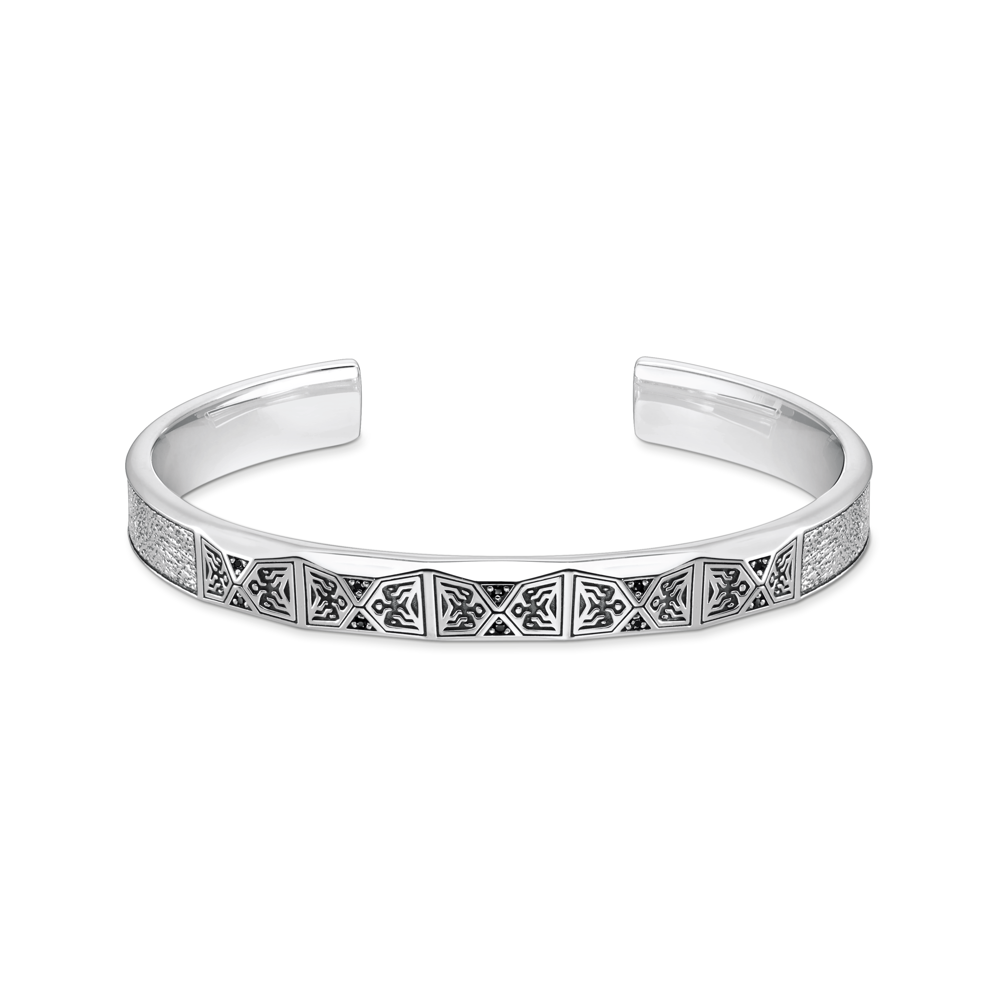 Thomas Sabo Armreif facettiertes Design mit schwarzen Steinen Silber schwarz AR113-643-11-L19