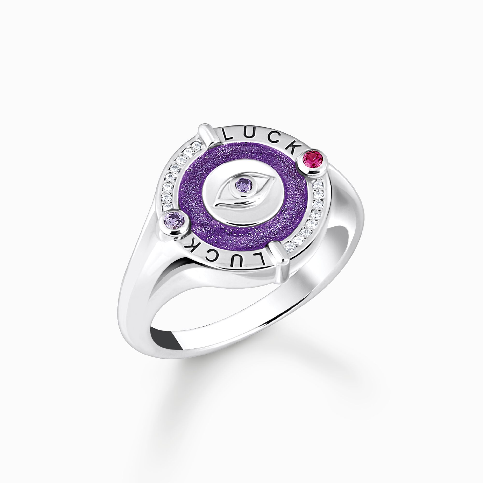 Silver signet ring with violet cold enamel and colourful stones from the  collection in the THOMAS SABO online store