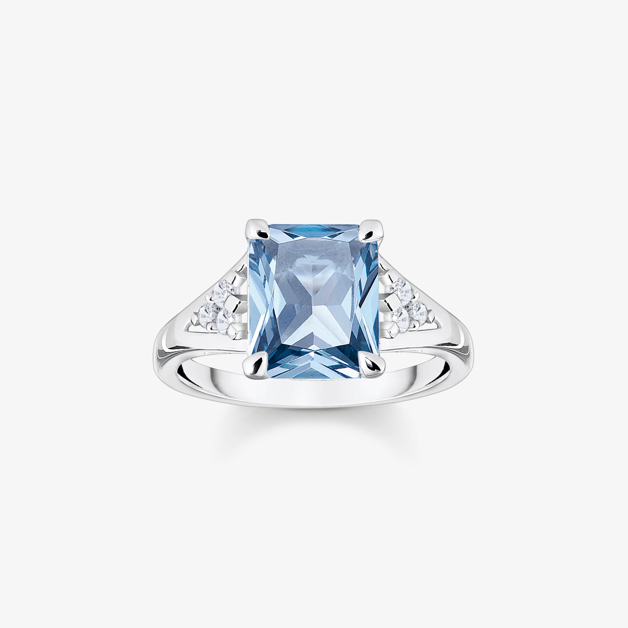 THOMAS SABO Ring mit aqua und weißen Steinen Silber, Sterlingsilber, Größe: 54, Damen