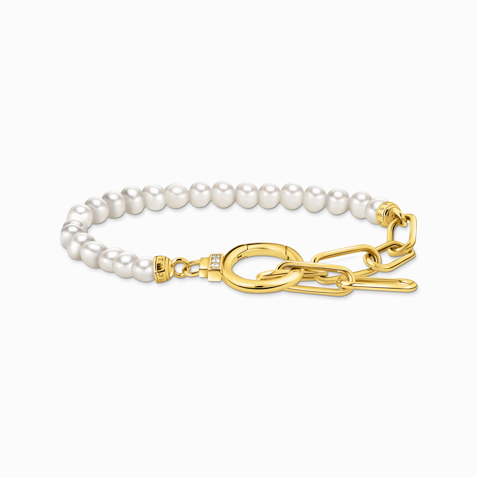 Yellow-gold plated bracelet with freshwater cultured pearls from the  collection in the THOMAS SABO online store