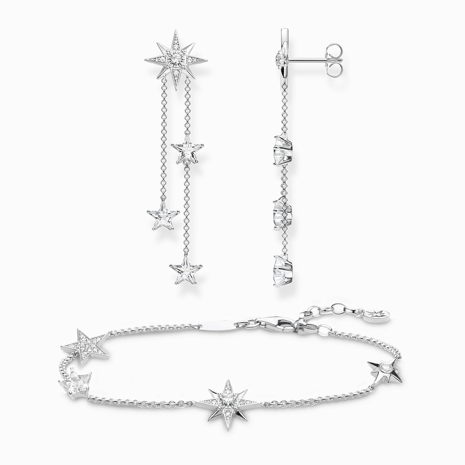 Jewellery set stars with white stones silver from the  collection in the THOMAS SABO online store