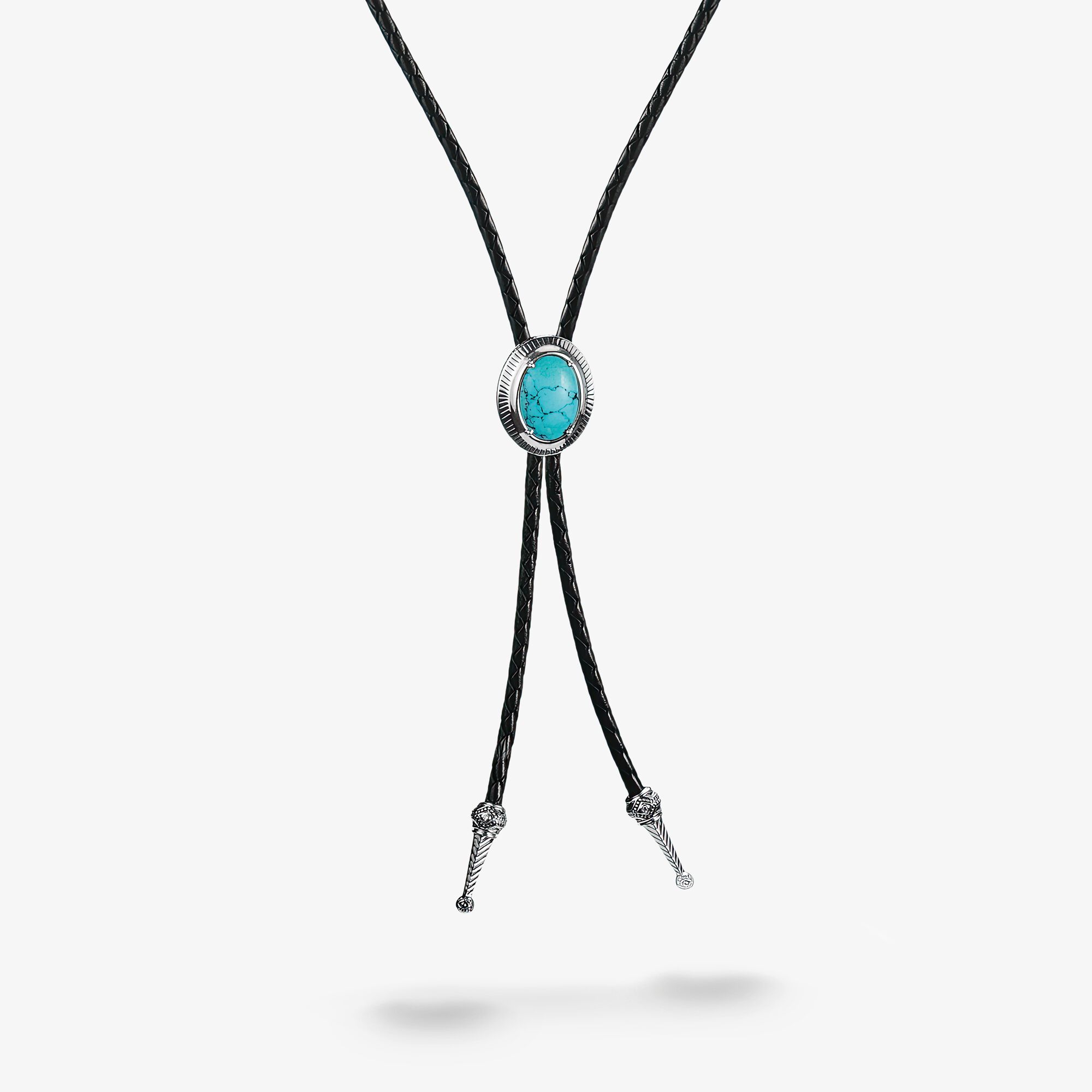 THOMAS SABO Chaîne Pierre Turquoise Chaîne cuir Elyndra Argent, Argent sterling, Taille: 80 cm, femme