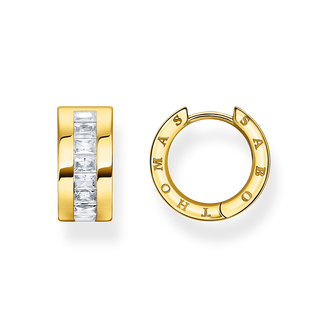 Hoop earrings with white stones pav&eacute; gold plated from the  collection in the THOMAS SABO online store