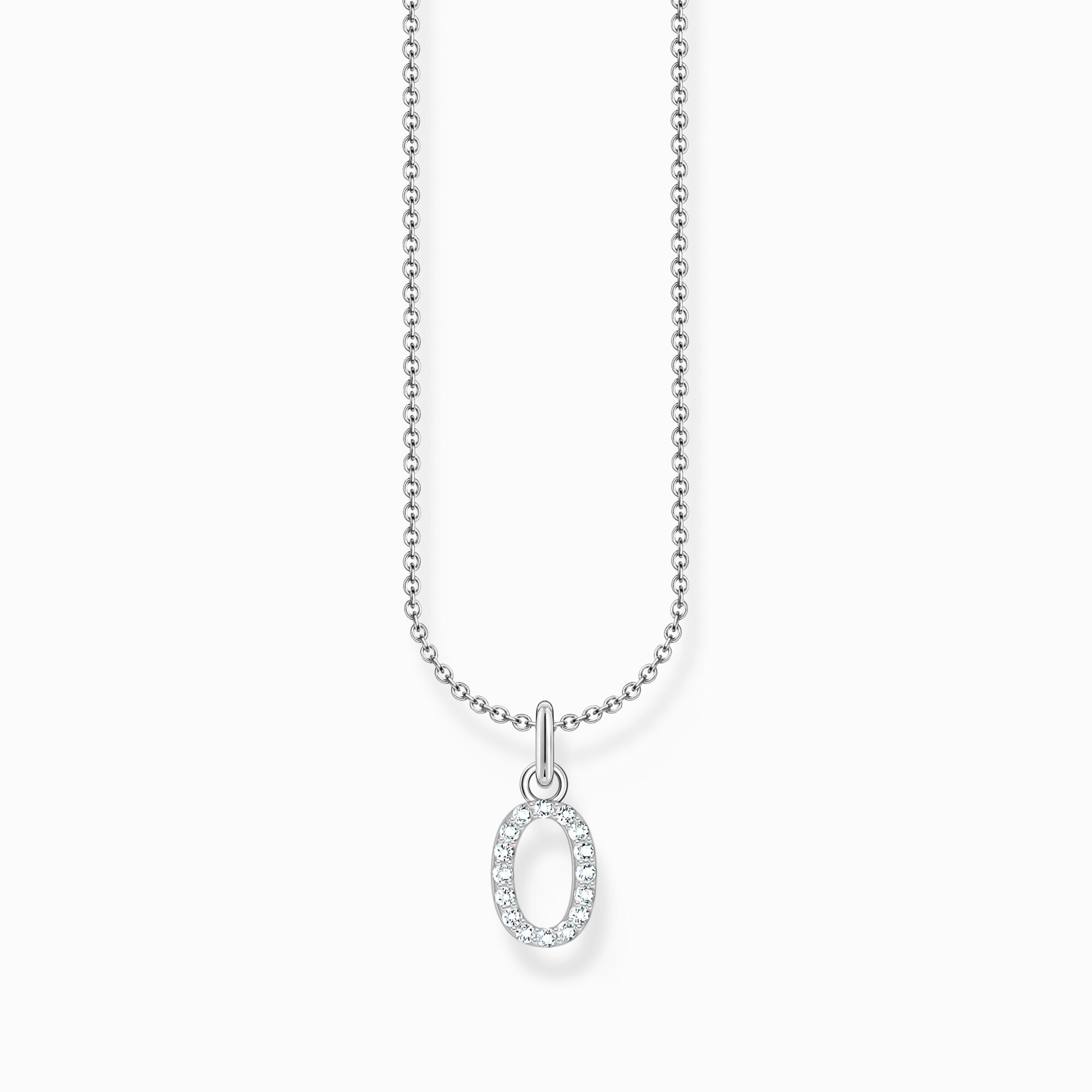 Silver necklace with letter pendant O and white zirconia from the Charming Collection collection in the THOMAS SABO online store