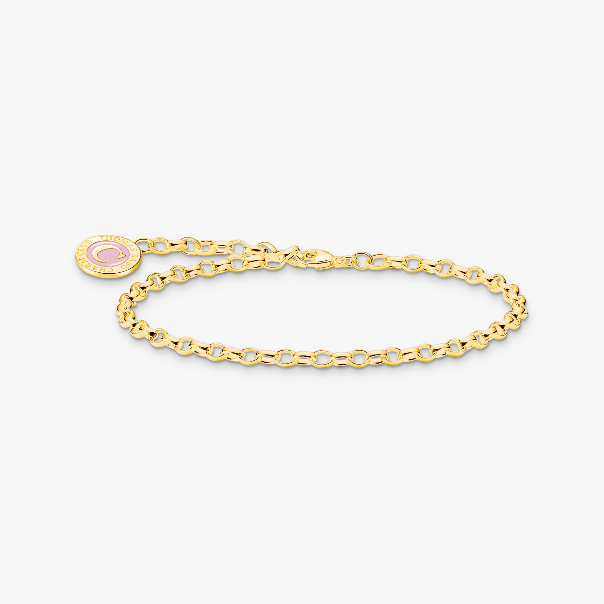 THOMAS SABO Bracelet Charm avec rose Coin plaqué or, Argent sterling doré or jaune, Taille: L13, femme