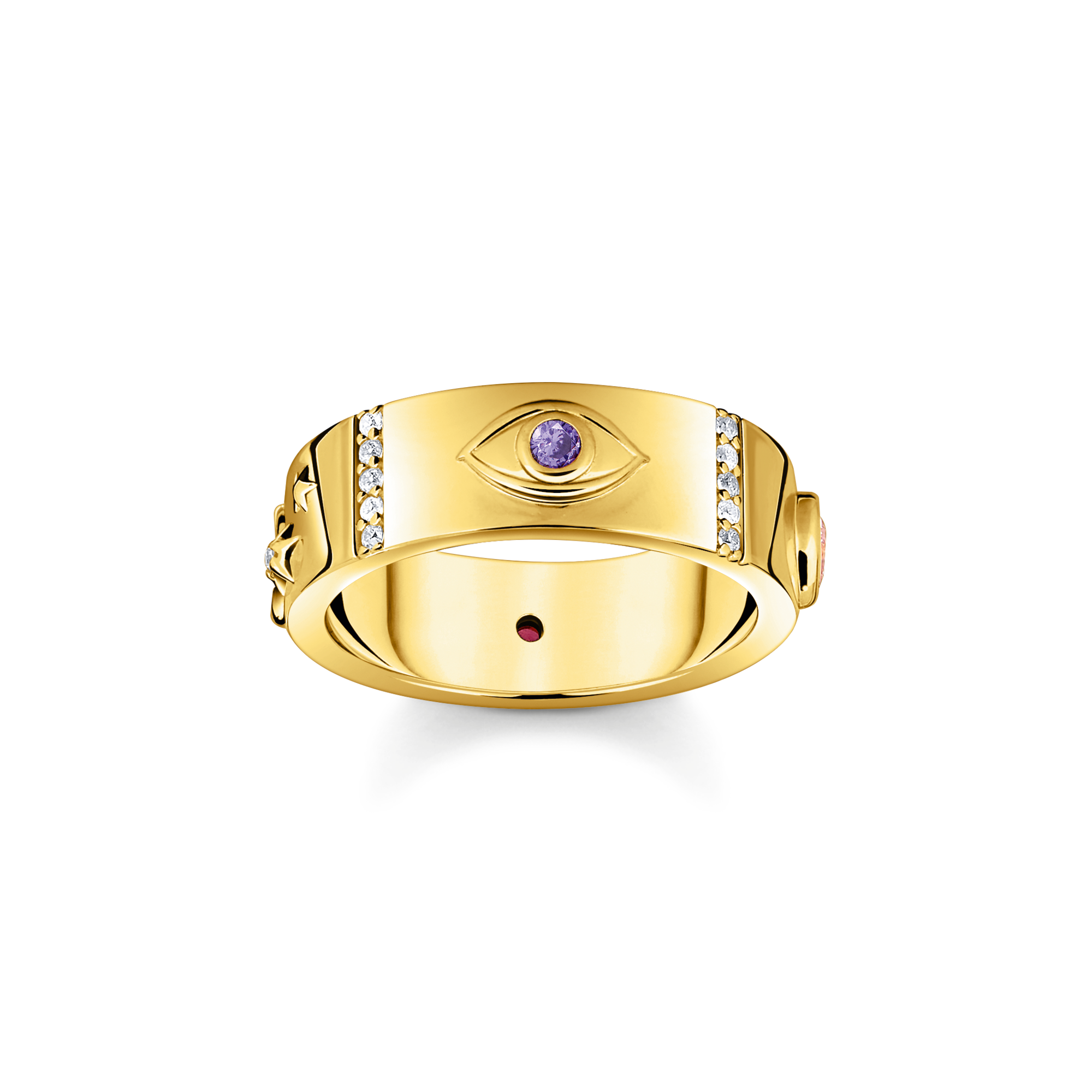 Thomas Sabo Ring mit kosmischen Symbolen und bunten Steinen vergoldet mehrfarbig TR2439-995-7-54
