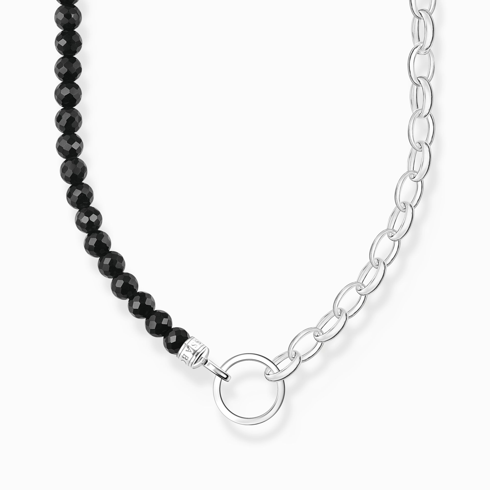 Charm necklace with black onyx beads and chain links silver from the Charm Club collection in the THOMAS SABO online store