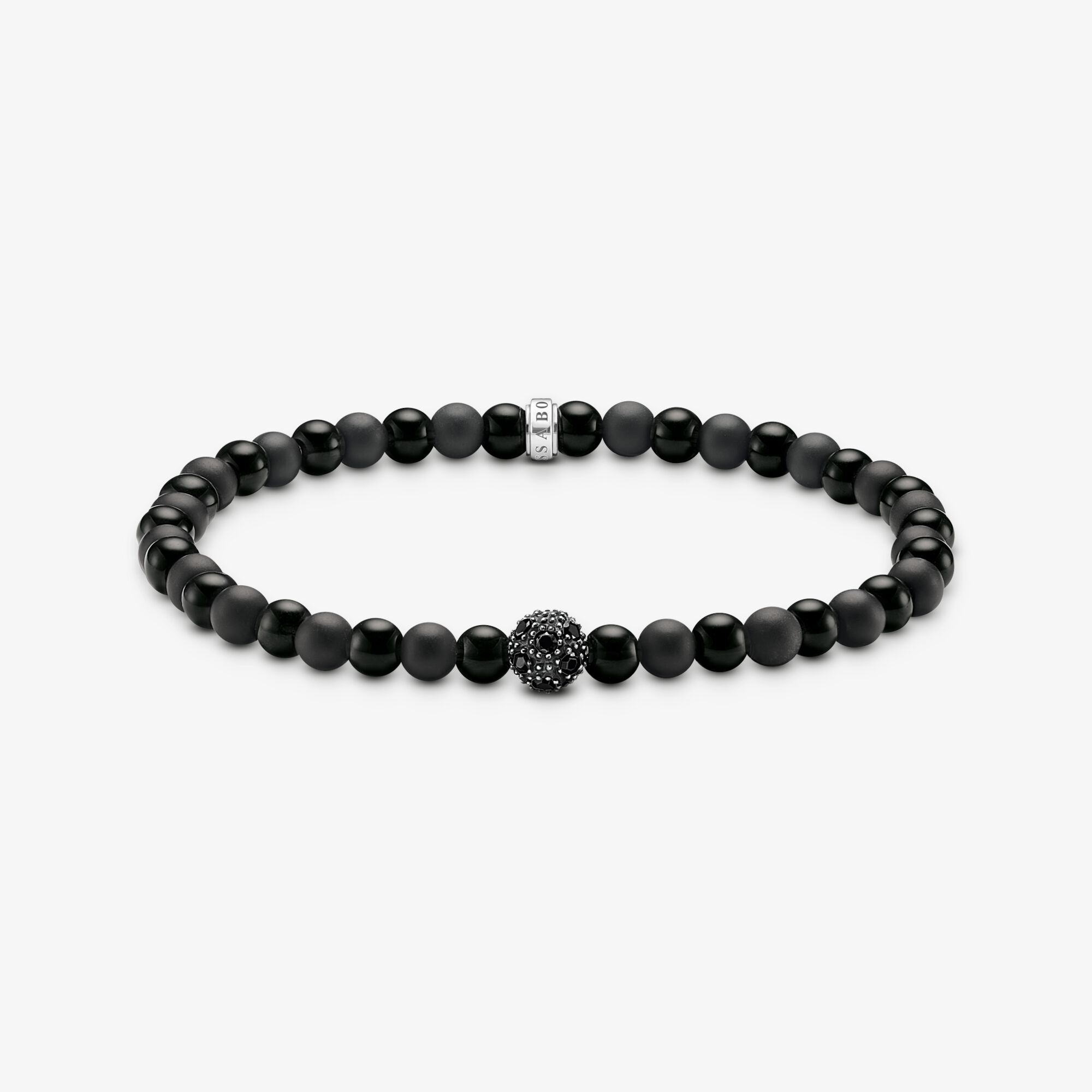 THOMAS SABO Armband positiv energi obsidian, 925 sterlingsilver, Storlek: 19 cm, Unisex