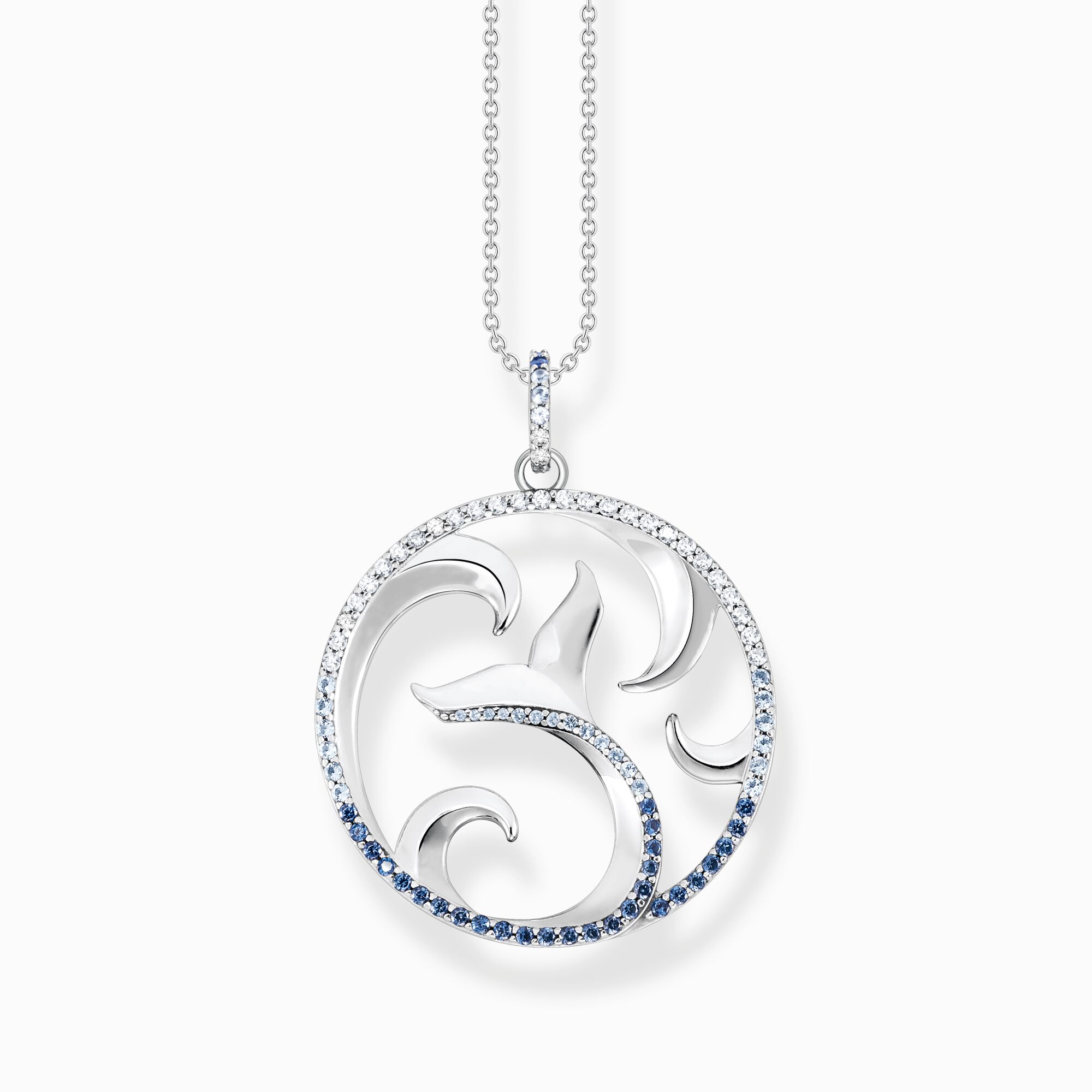 Necklace tail fin and wave with blue stones from the  collection in the THOMAS SABO online store