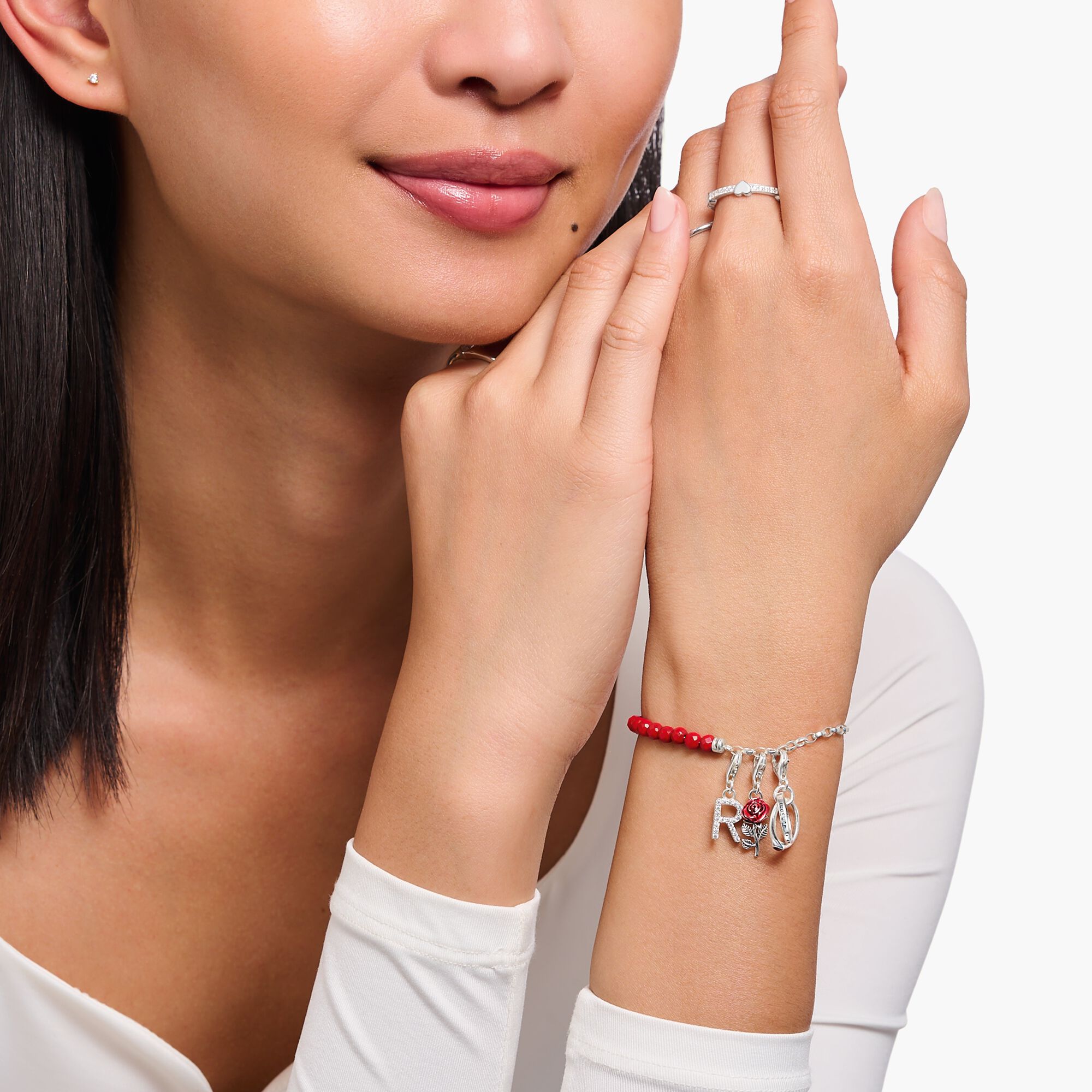 Charm-Anhänger Together-Ring mit rotem Stein Silber | THOMAS SABO