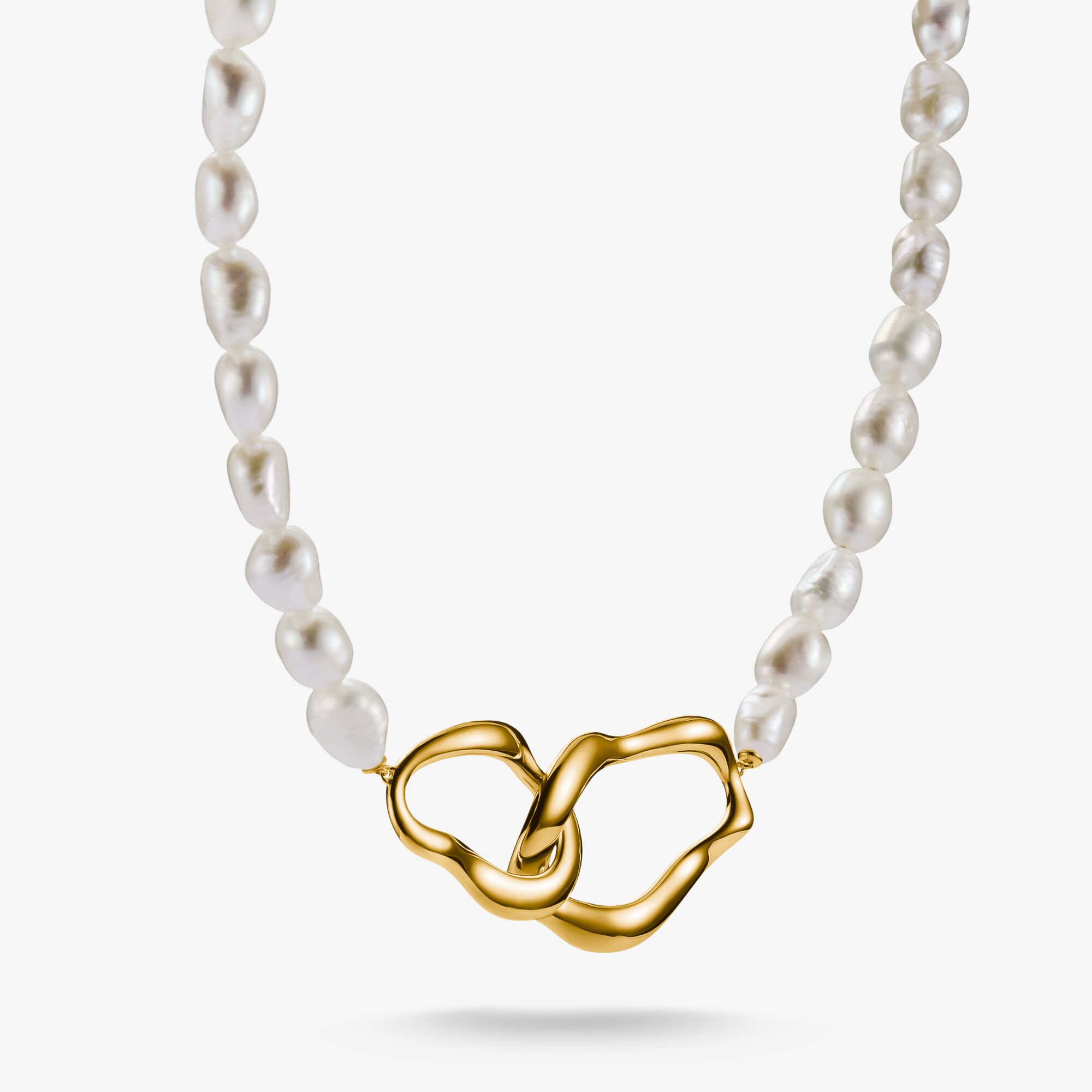 THOMAS SABO Perlenkette Natural Beauty vergoldet, Sterlingsilber Gelbgold vergoldet, Größe: 50 cm, Damen