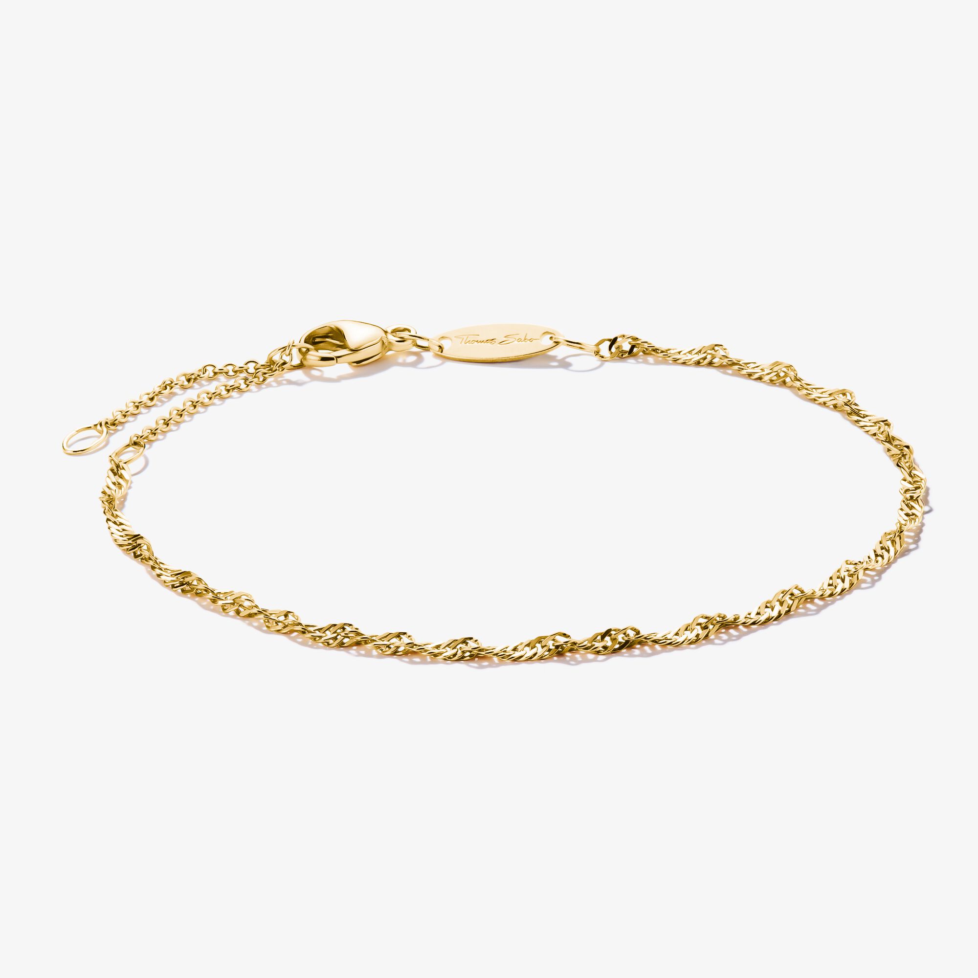 THOMAS SABO Bracelet Charm design Singapour plaqué or Argent sterling doré or jaune, Taille: 19 cm, Unisex