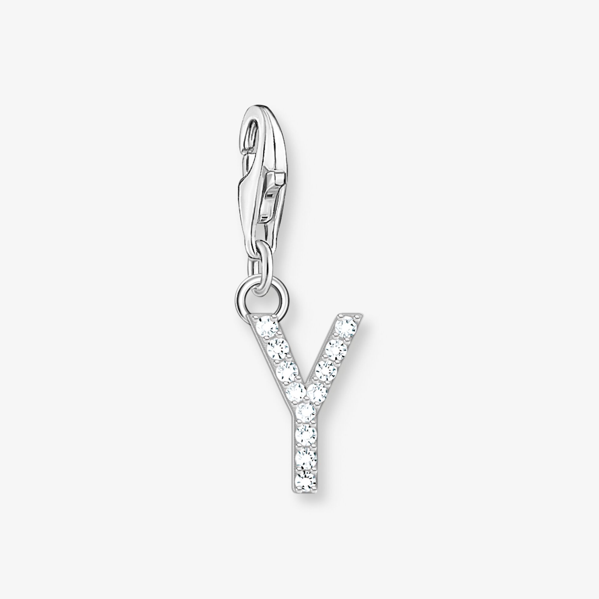 THOMAS SABO Charm-hängsmycke bokstaven Y med vita stenar silver, 925 sterlingsilver, Storlek: one size, för damer
