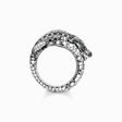 Ring Krokodil mit schwarzen und gr&uuml;nen Steinen Silber geschw&auml;rzt aus der  Kollektion im Online Shop von THOMAS SABO