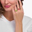 Gold-plated ring with green mini sized goldbears and zirconia from the Charming Collection collection in the THOMAS SABO online store