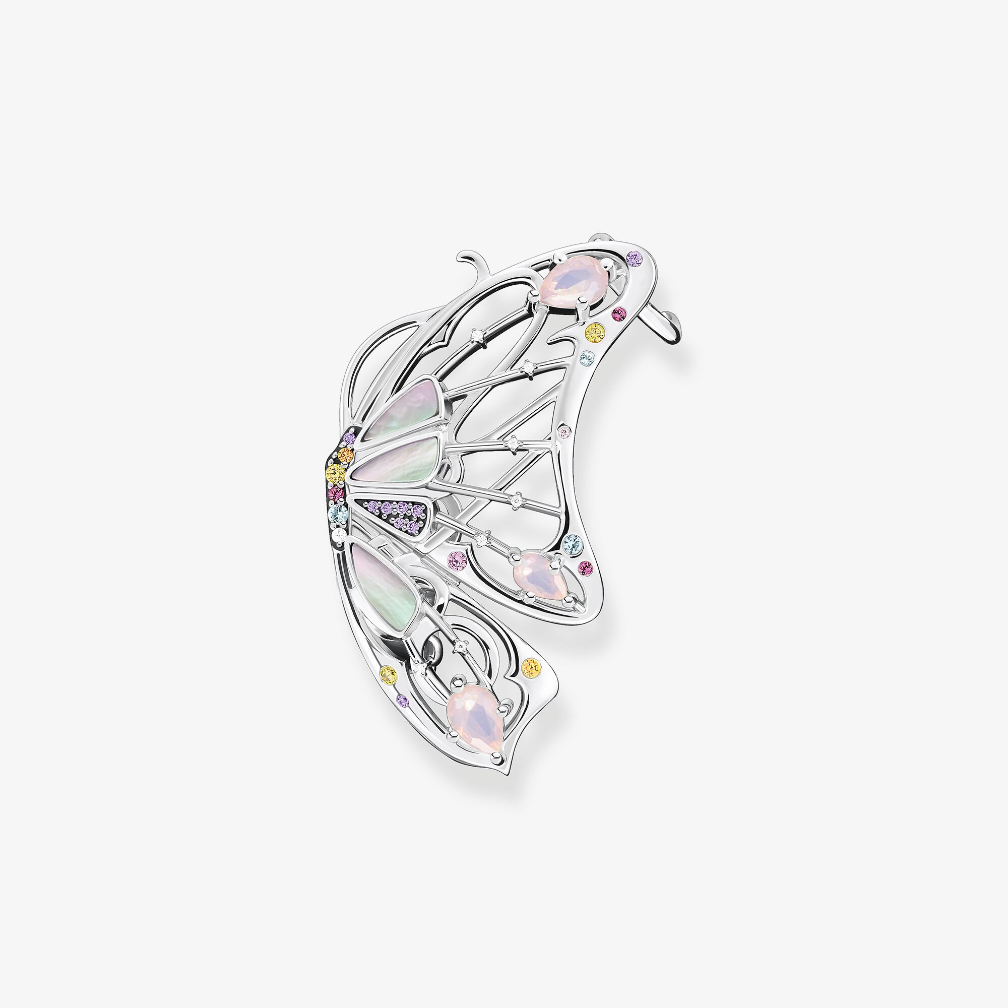THOMAS SABO Boucle d'oreille unique papillon argent, Argent Sterling 925‰, noirci, Taille: one size, femme