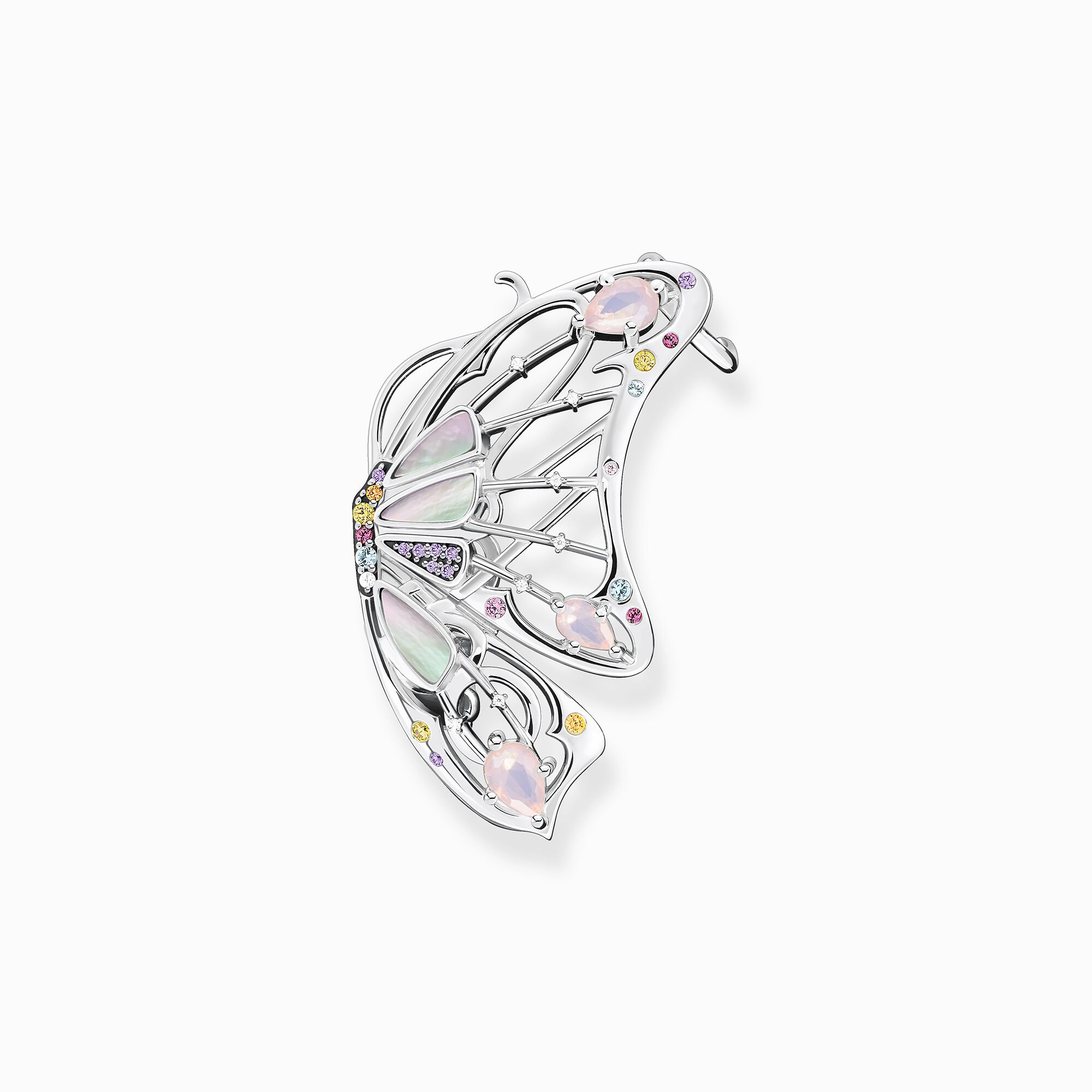 rhinestone butterfly lever-back hoop earrings