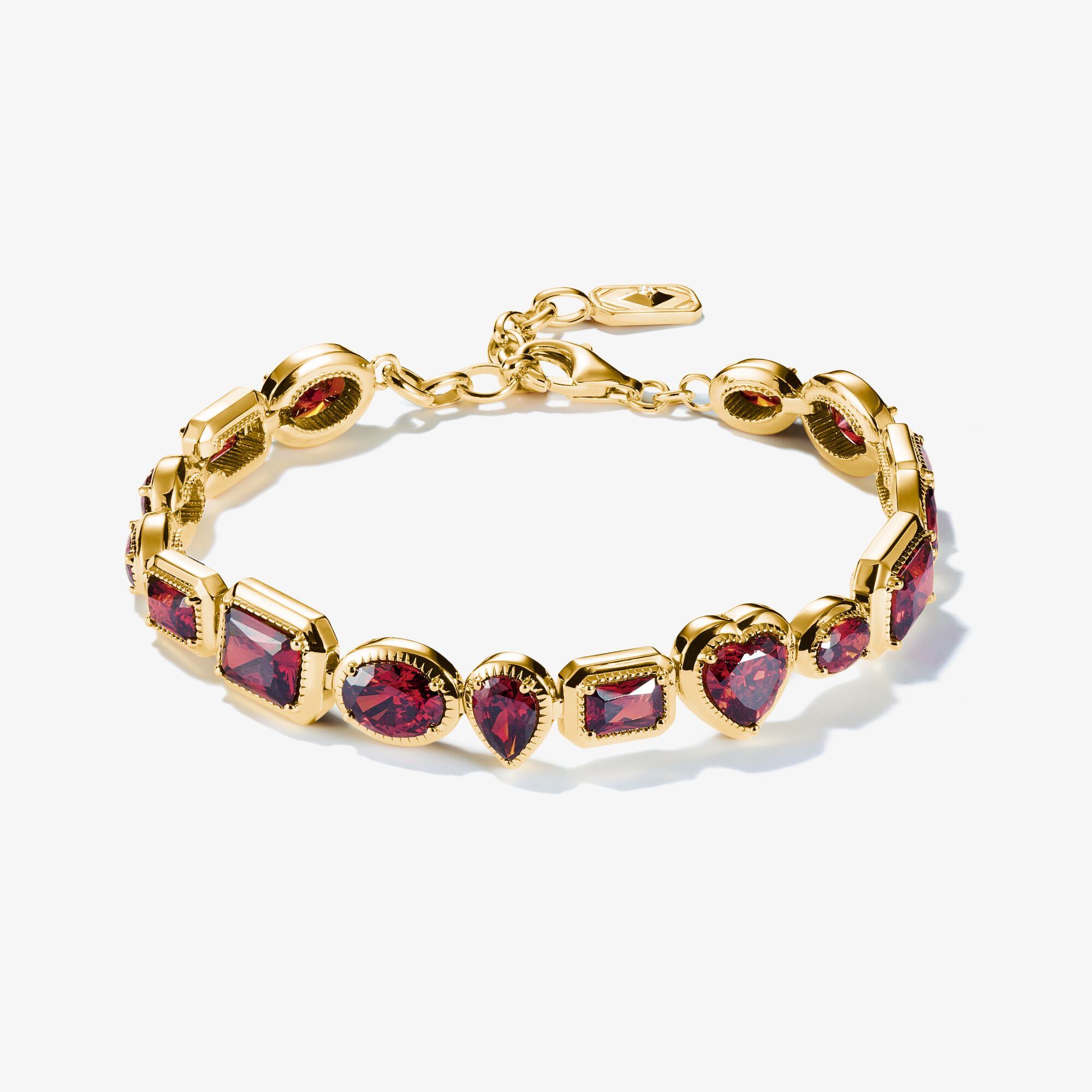 THOMAS SABO Bracelets rouges en zirconium Plaqué or 18 carats, Argent sterling doré or jaune, Taille: 19 cm, femme