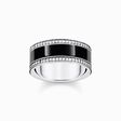 Silver blackened band ring with black cold enamel and zirconia from the  collection in the THOMAS SABO online store