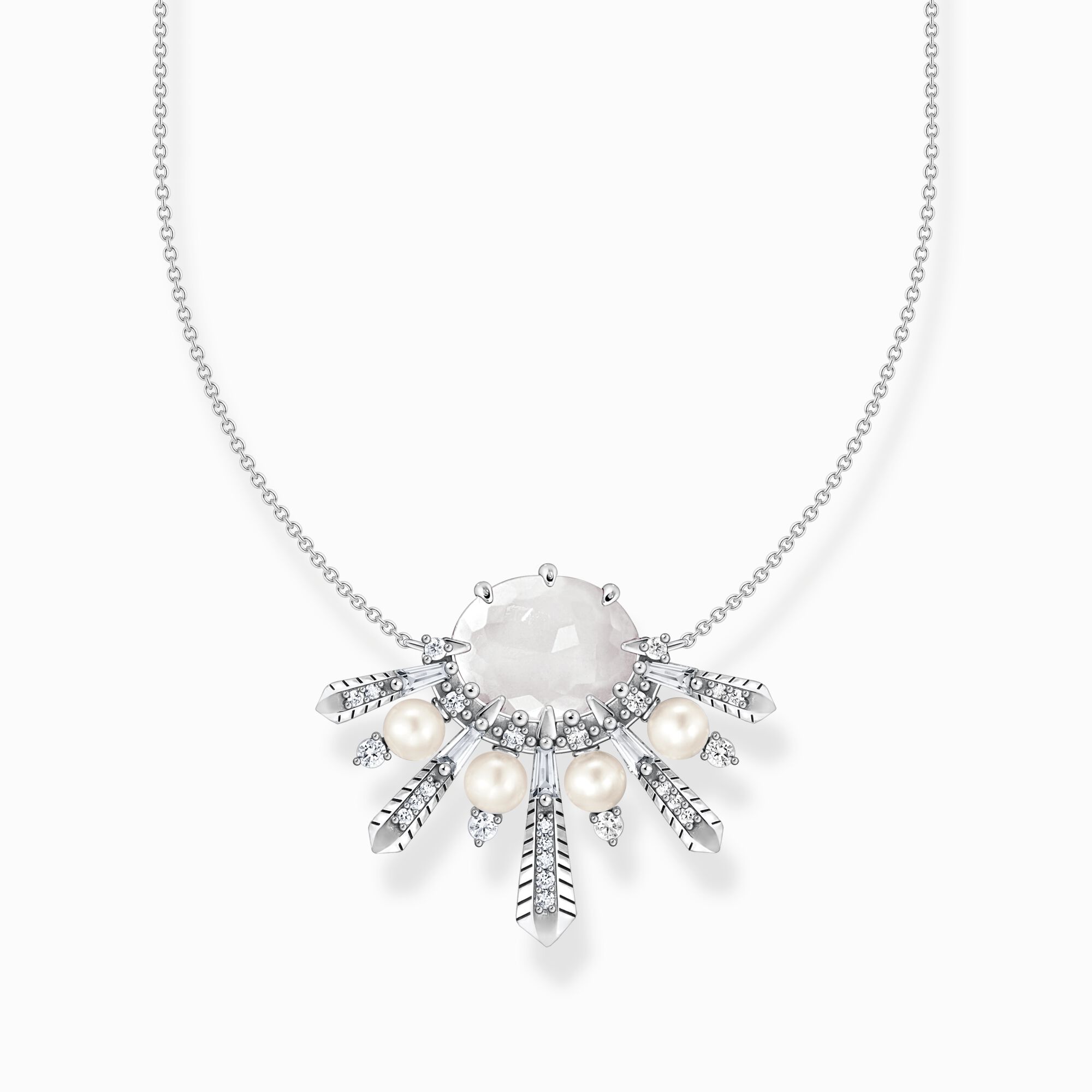 Necklace milky quartz with winter sun rays silver from the  collection in the THOMAS SABO online store
