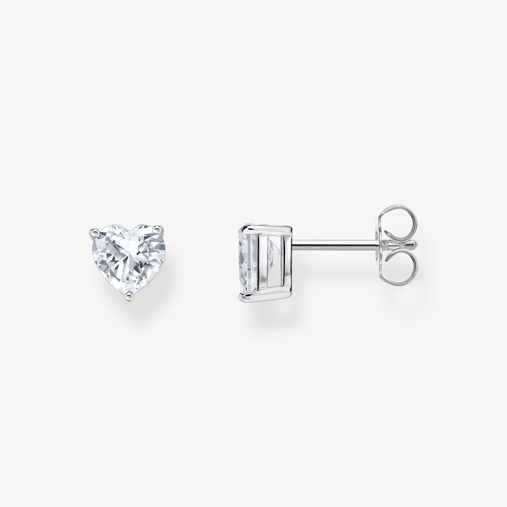 THOMAS SABO Ohrstecker mit weißem Stein in Herzform Silber, Sterlingsilber, Größe: one size, Damen