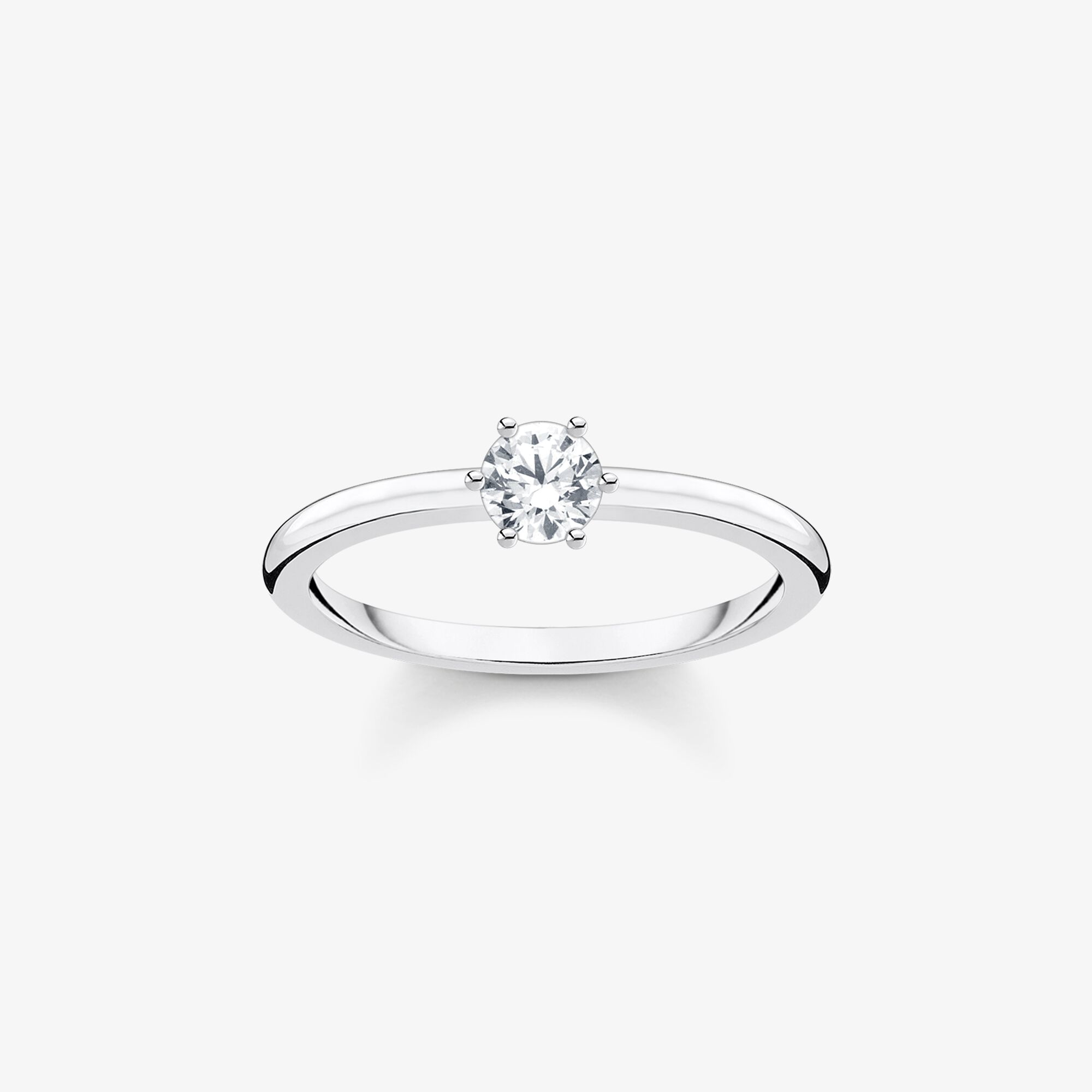 THOMAS SABO Bague pierre blanche argent, Argent sterling, Taille: 50, femme