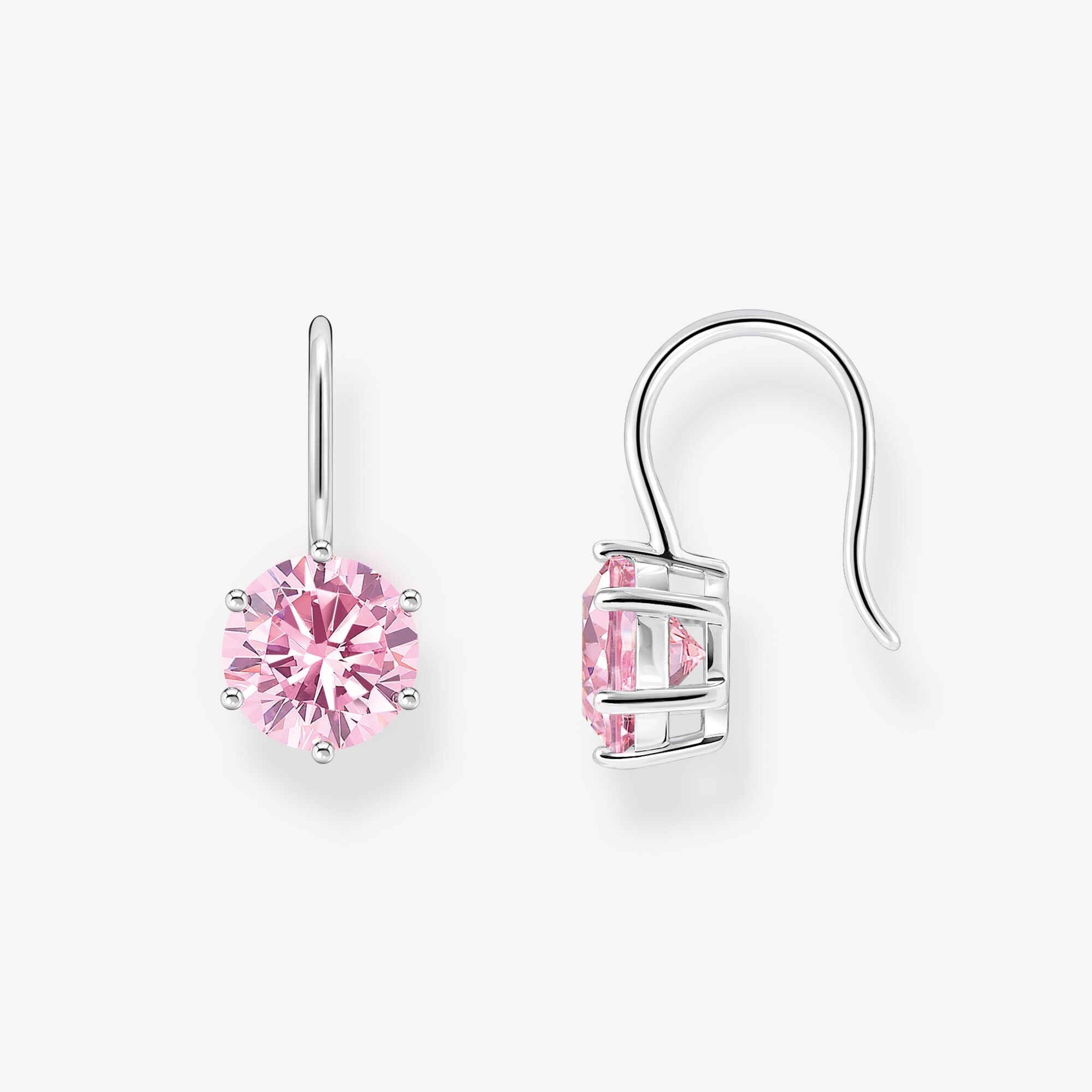 THOMAS SABO Ohrhänger mit großem, pinkfarbenem Zirkonia Silber, Sterlingsilber, Größe: one size, Damen