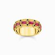 Ring  Krokodilpanzer breit mit roten Steinen vergoldet aus der  Kollektion im Online Shop von THOMAS SABO