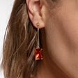 Earrings with orange stone and star gold plated from the  collection in the THOMAS SABO online store