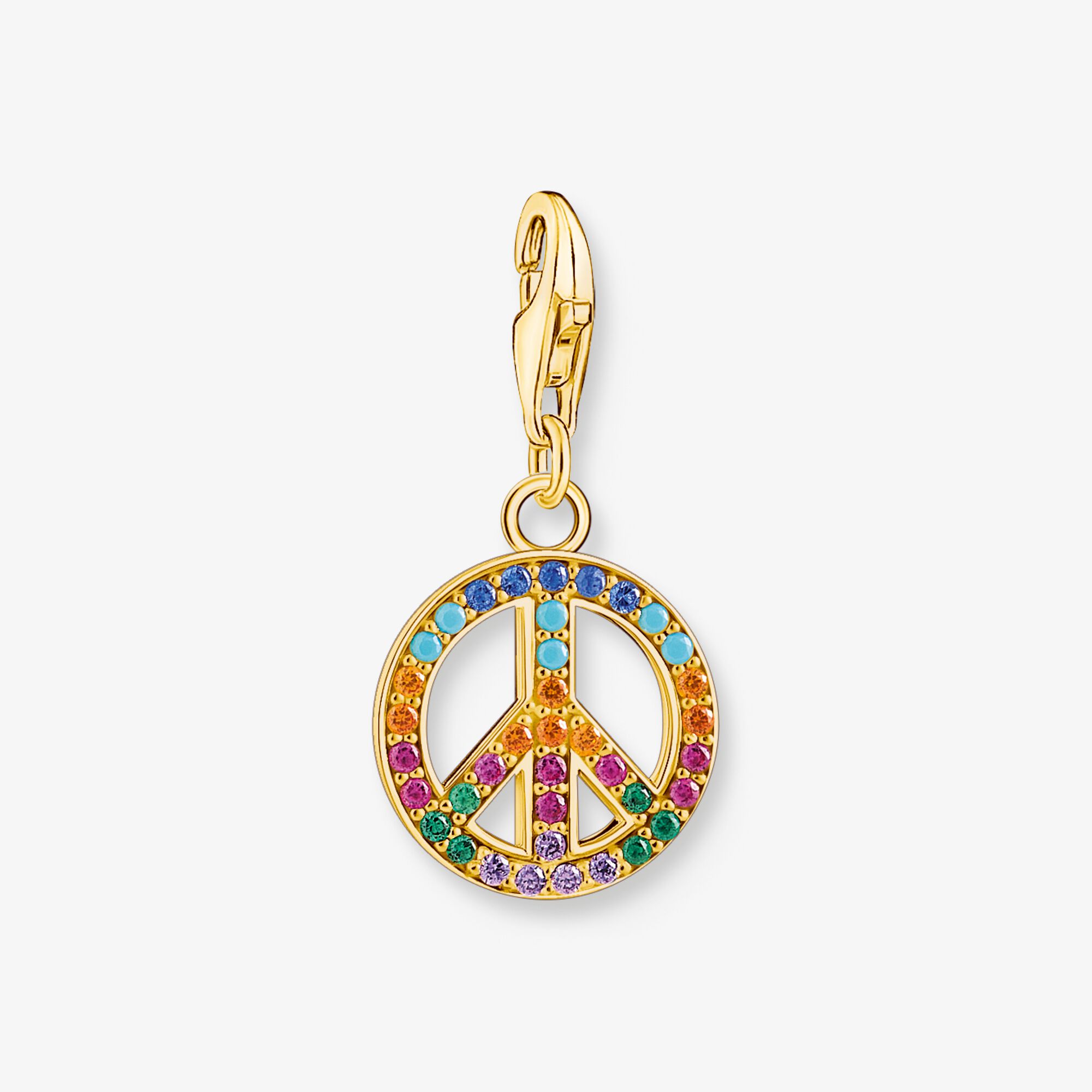 THOMAS SABO Pendentif Charm peace avec pierres colorées or Argent Sterling 925‰ doré or jaune 18 carats , Taille: one size, pour femme