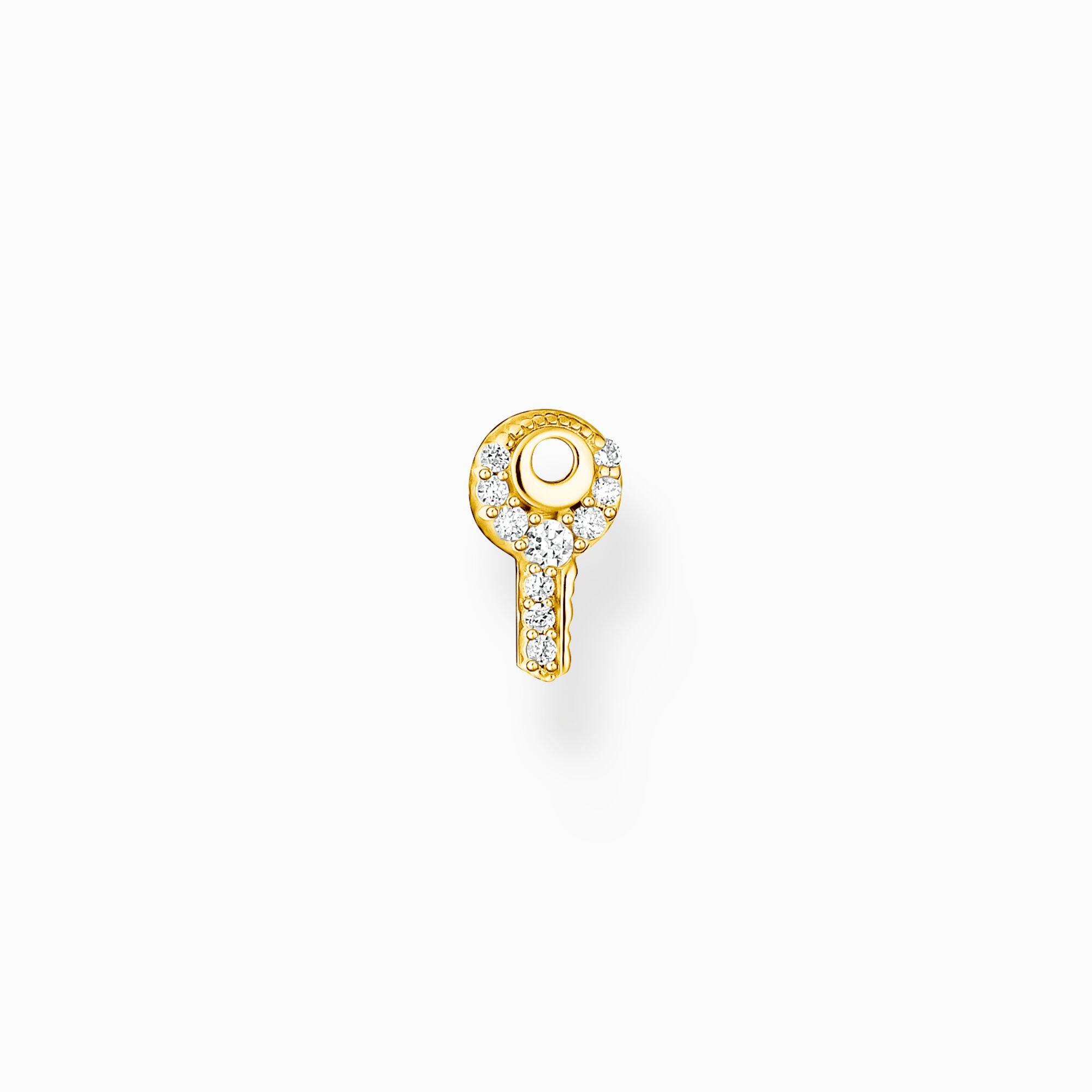 Single ear stud key white stones gold from the Charming Collection collection in the THOMAS SABO online store