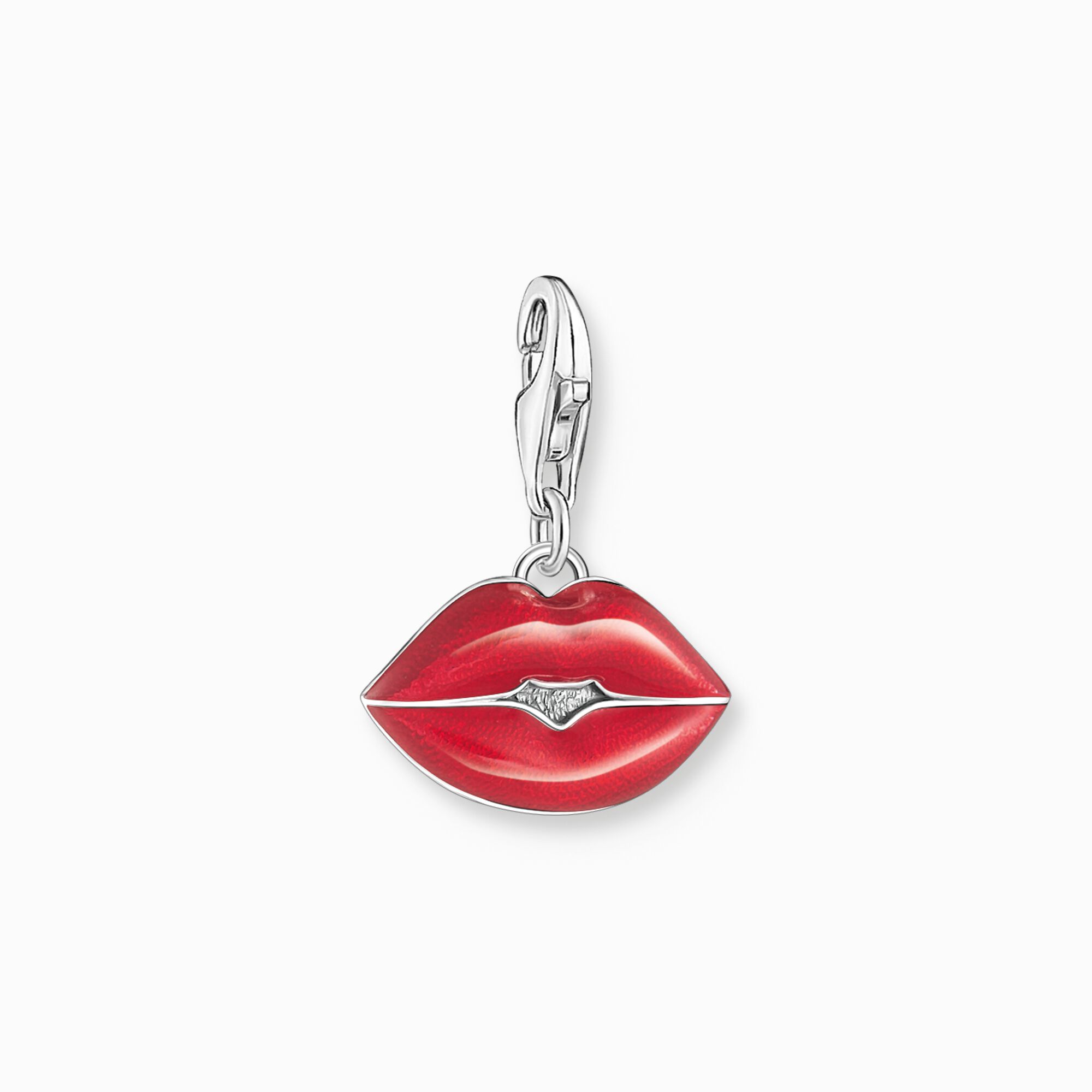 Silver pendant in shape of red kissable lips from the Charm Club collection in the THOMAS SABO online store