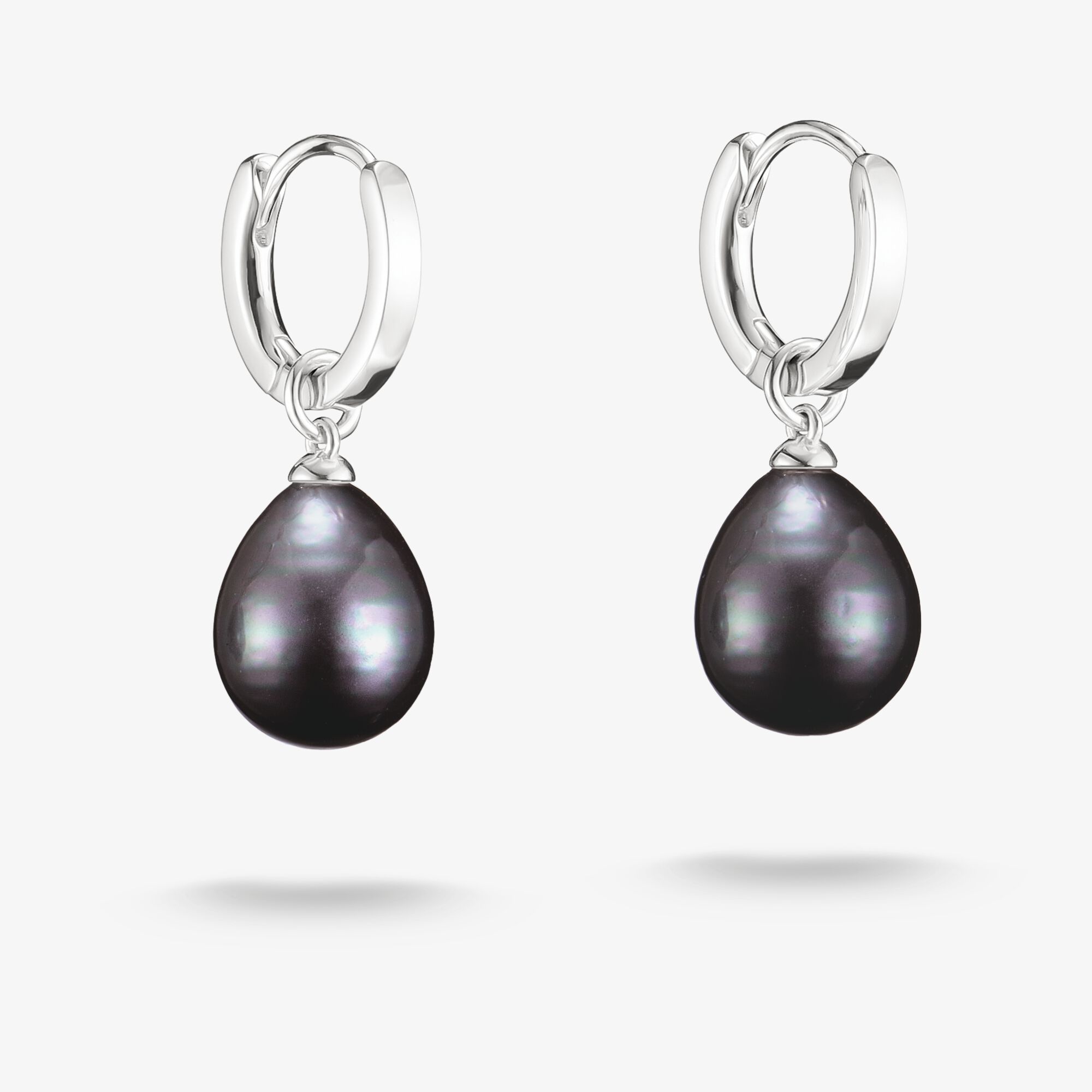 THOMAS SABO Creolen mit schwarz imitierten Tropfenperlen Silber, Sterlingsilber, Größe: one size, Damen