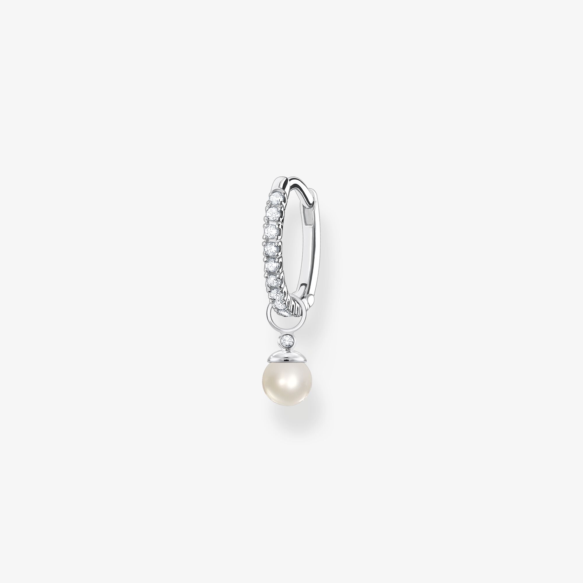THOMAS SABO Créole unique avec pendentif perles argent, Argent sterling, Taille: one size, femme
