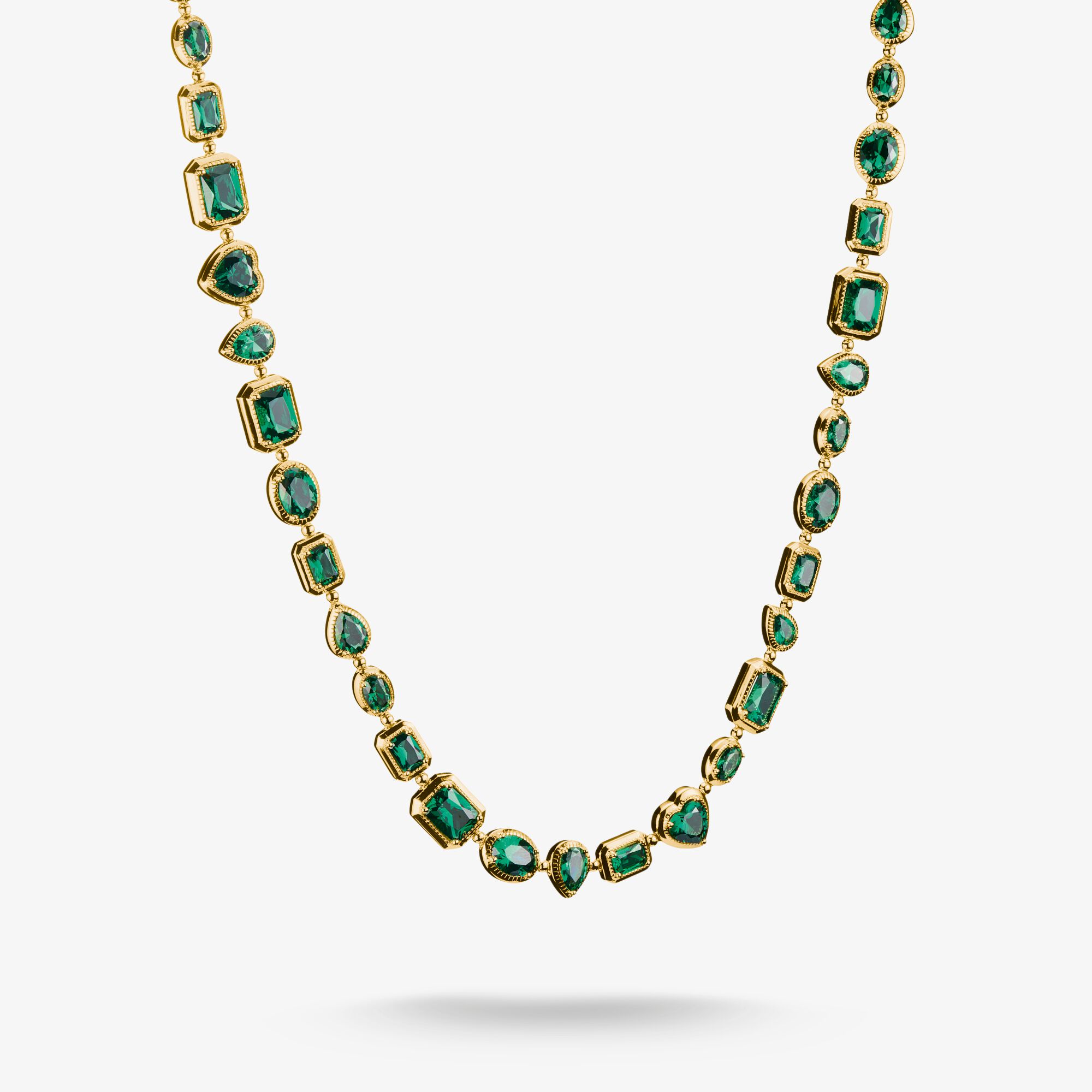 THOMAS SABO Chaîne pierres vertes Elyndra Plaqué or 18 carats, Argent sterling doré or jaune, Taille: 45 cm, femme