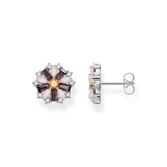 Ear studs flower silver with stones from the  collection in the THOMAS SABO online store