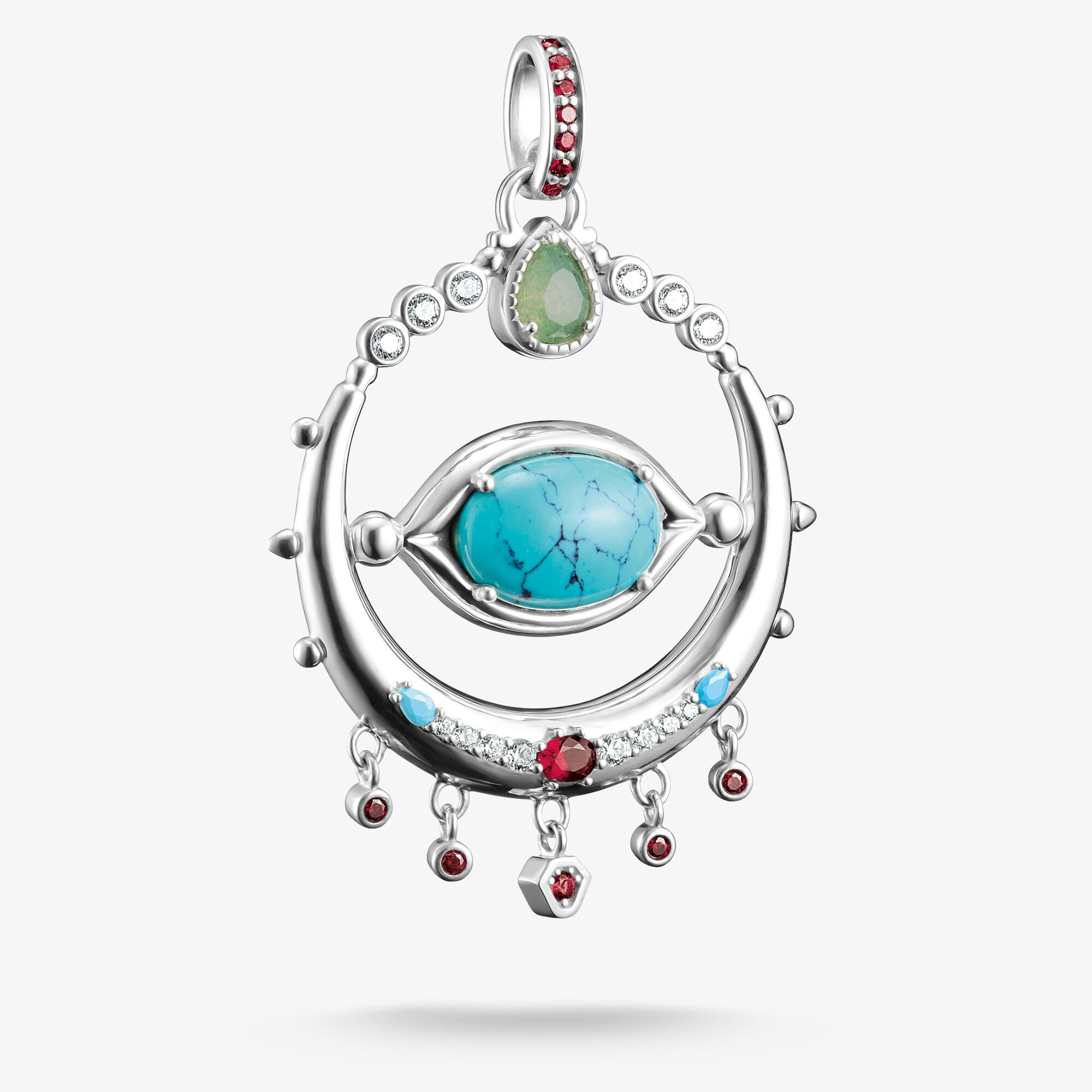 THOMAS SABO Pendentif amulette œil turquoise ovale imitée Elyndra argent, Argent sterling, Taille: one size, femme