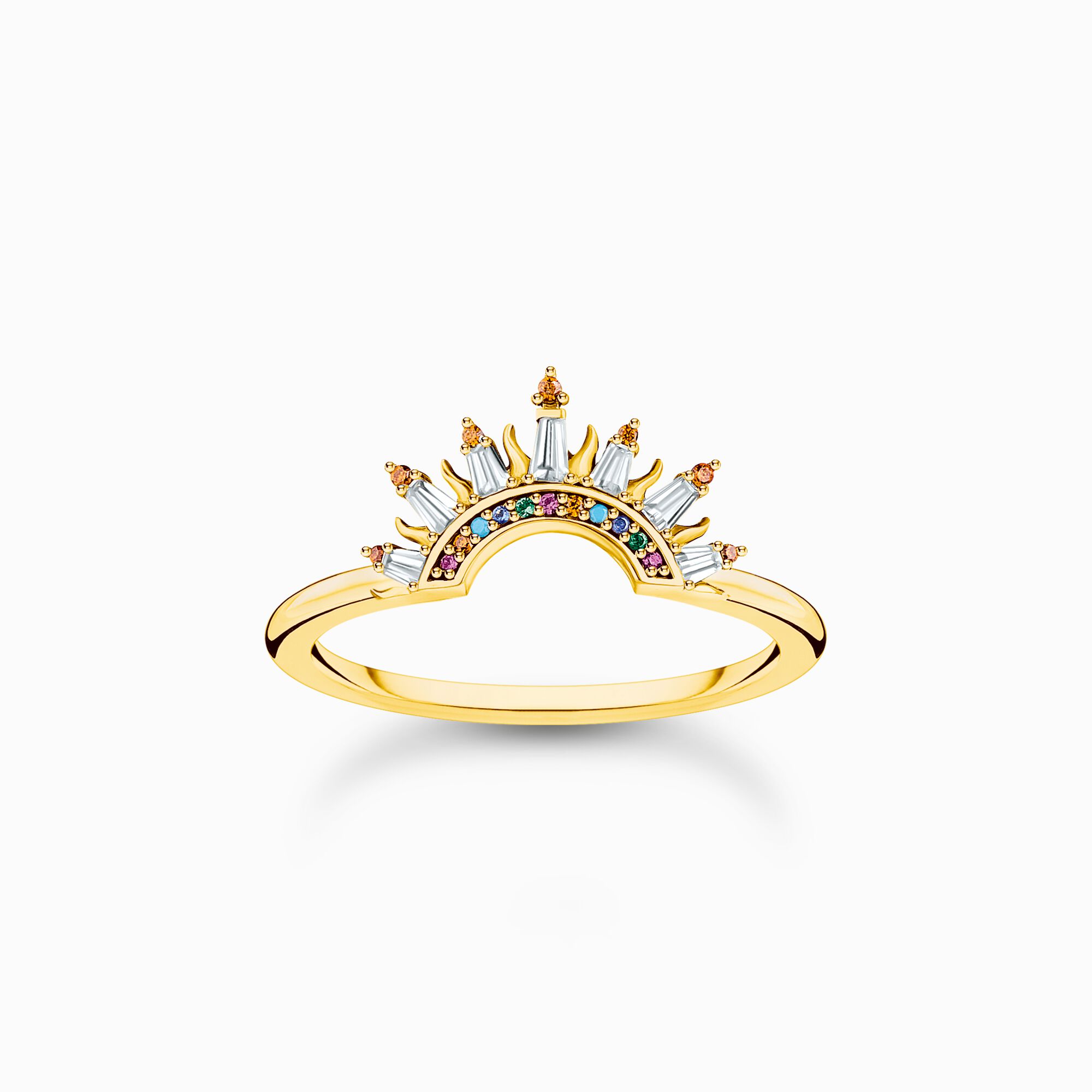 Gold-plated ring with sun beams and colourful stones from the Charming Collection collection in the THOMAS SABO online store