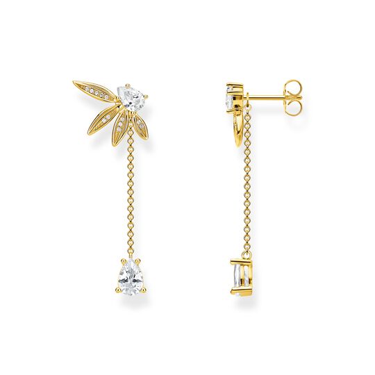 Earrings leaves with chain large gold from the  collection in the THOMAS SABO online store