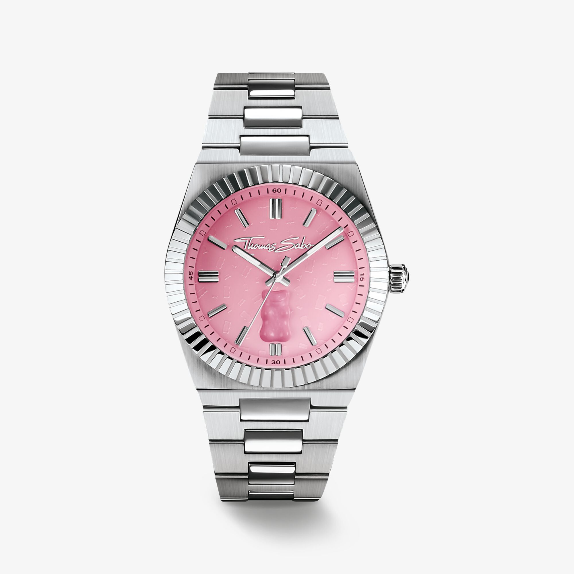 THOMAS SABO Montre HARIBO Ours d’Or 39 mm Rose Argent Acier inoxydable, Taille: 39 MM, Unisex