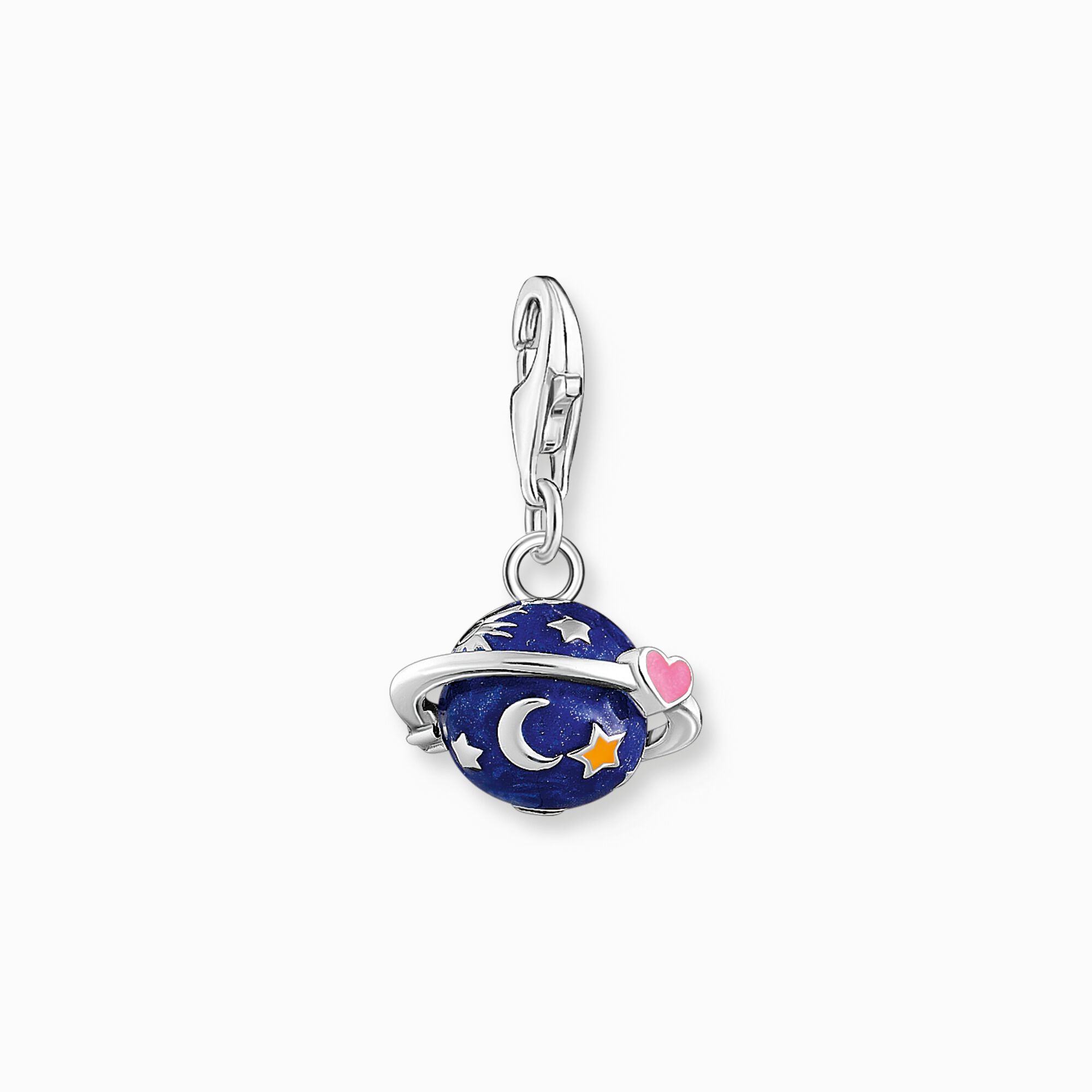 Charm pendant Saturn with dark blue cold enamel and fine details silver from the Charm Club collection in the THOMAS SABO online store