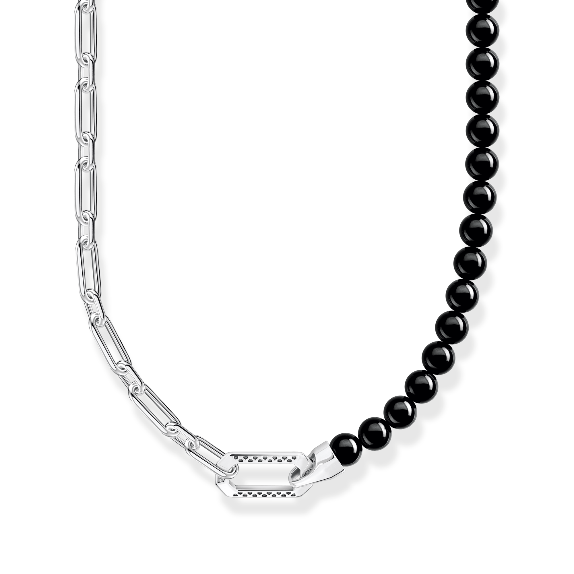 Thomas Sabo Kette mit schwarzen Onyx-Beads und Kettengliedern Silber schwarz KE2179-507-11-L55V
