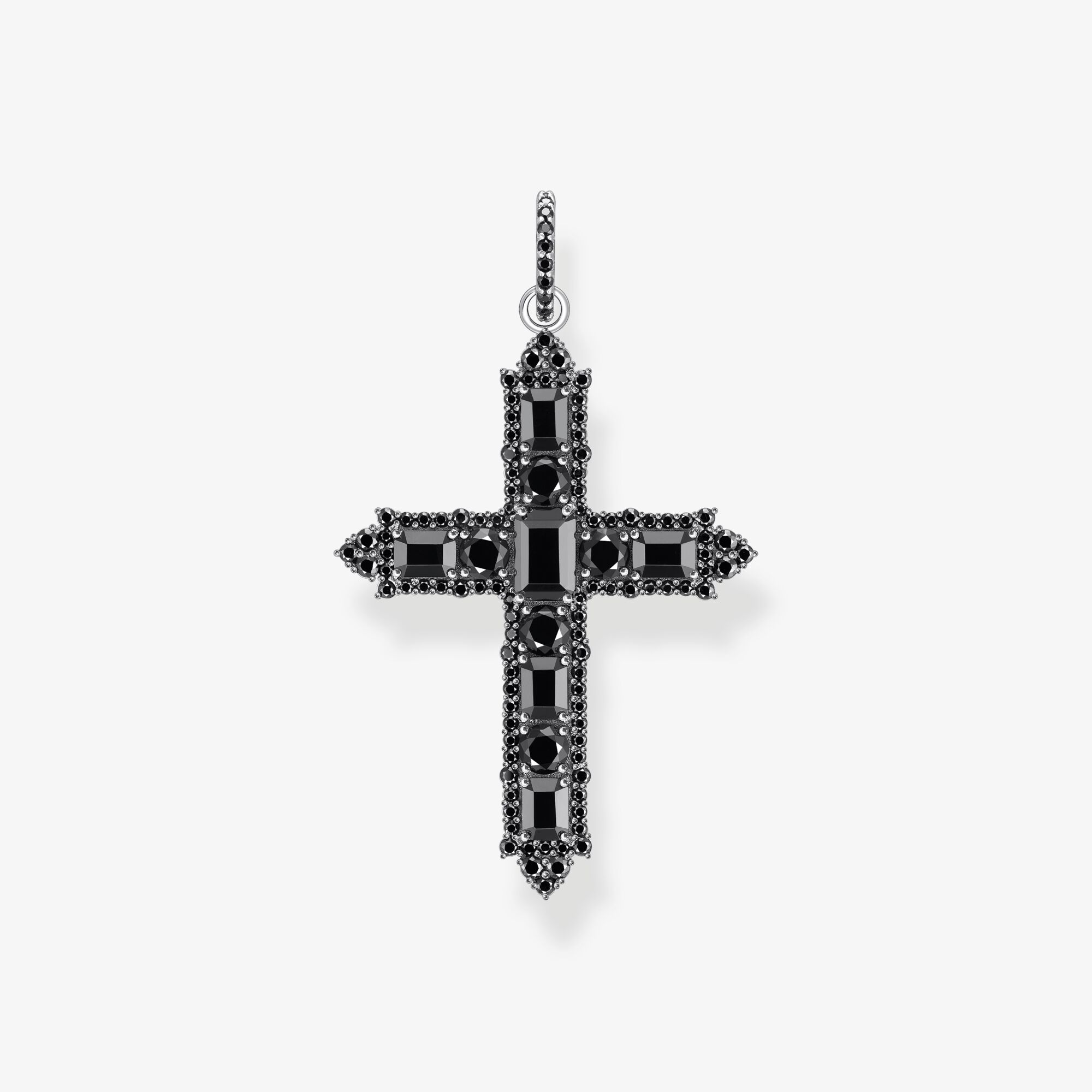 THOMAS SABO Pendentif en argent noirci avec zircon noir Argent sterling, Taille: one size, pour femme