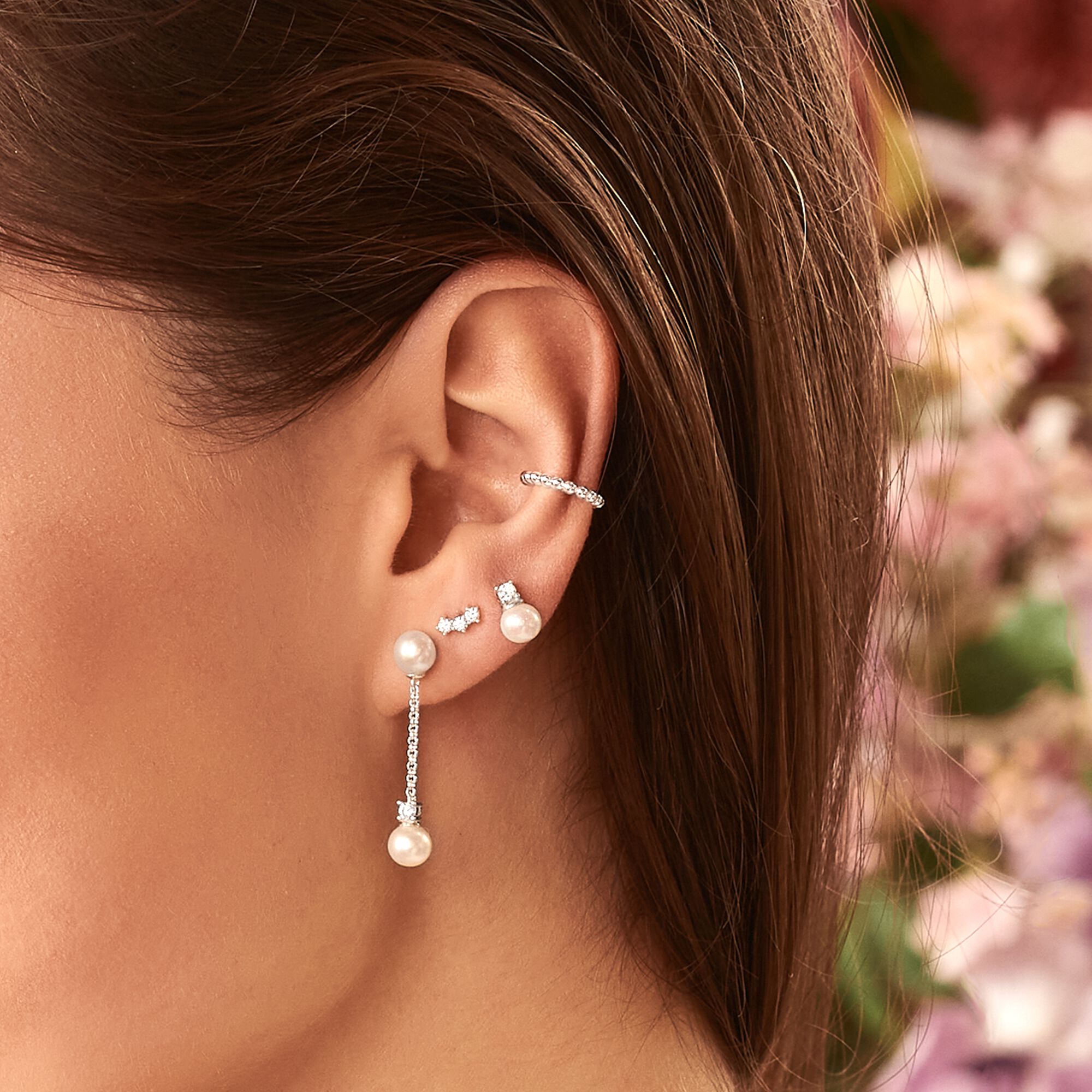 Jewellery set ear candy pearls silver from the  collection in the THOMAS SABO online store
