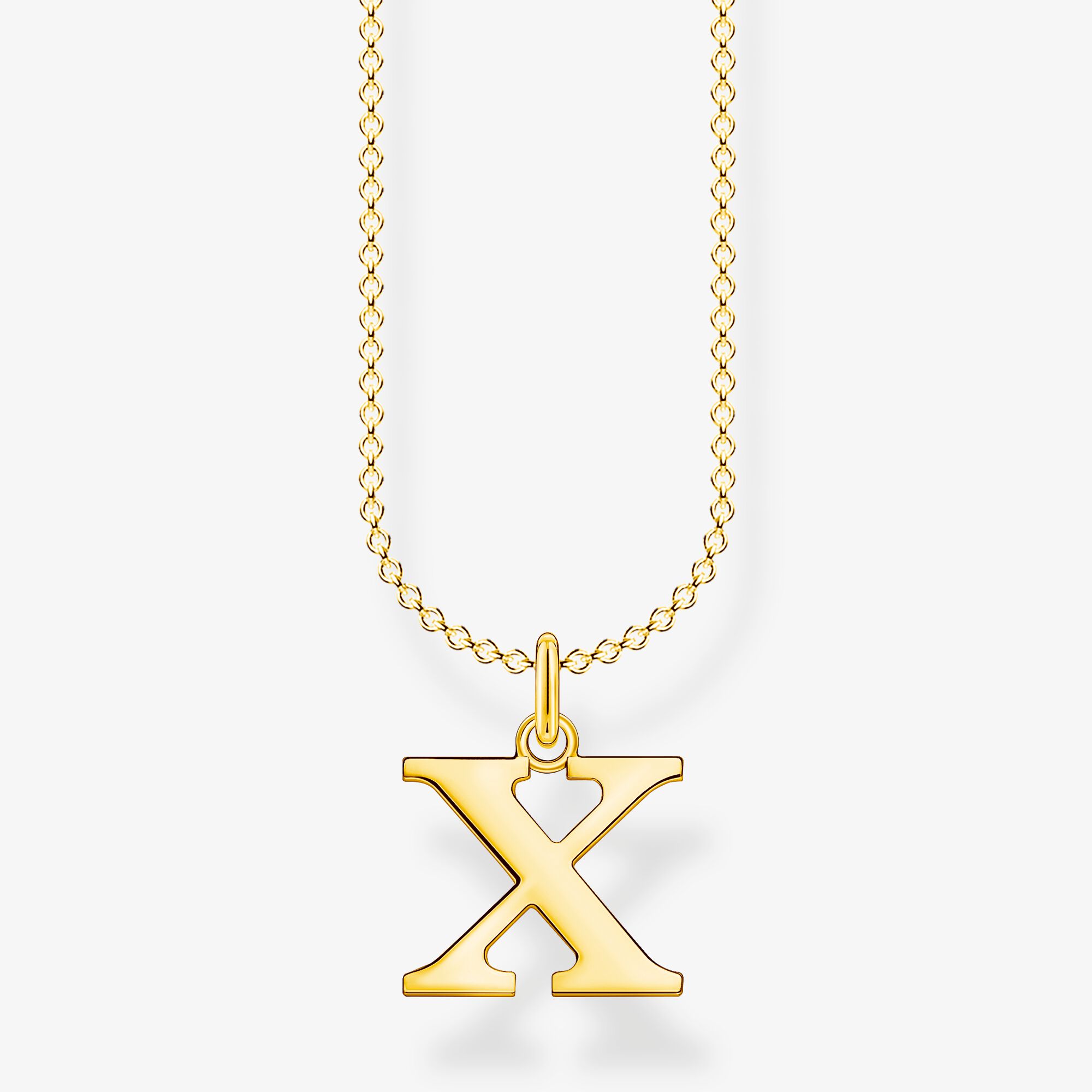 THOMAS SABO Kette Buchstabe X gold, Sterlingsilber Gelbgold vergoldet, Größe: 45 cm, Damen