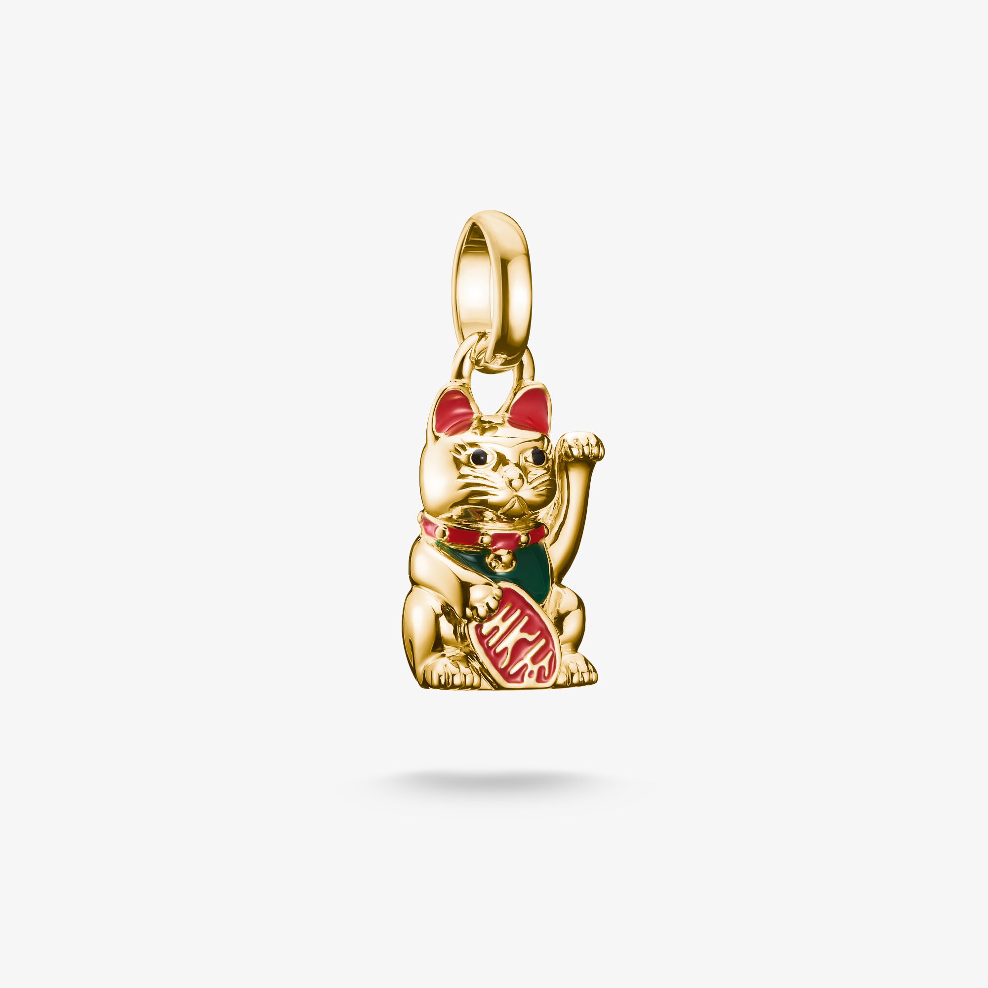 THOMAS SABO Charm-Anhänger Winkekatze bunt Connect vergoldet, Sterlingsilber Gelbgold vergoldet, Größe: one size, Damen