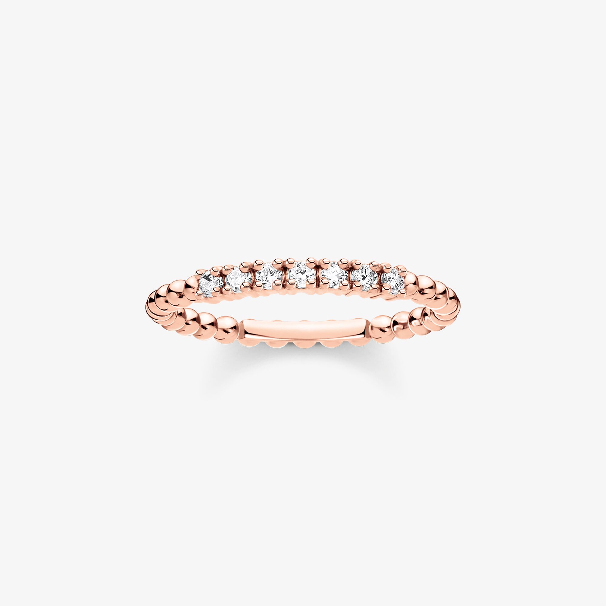 THOMAS SABO Ring Kugeln mit weißen Steinen roségold, Sterlingsilber Roségold vergoldet, Größe: 50, Damen