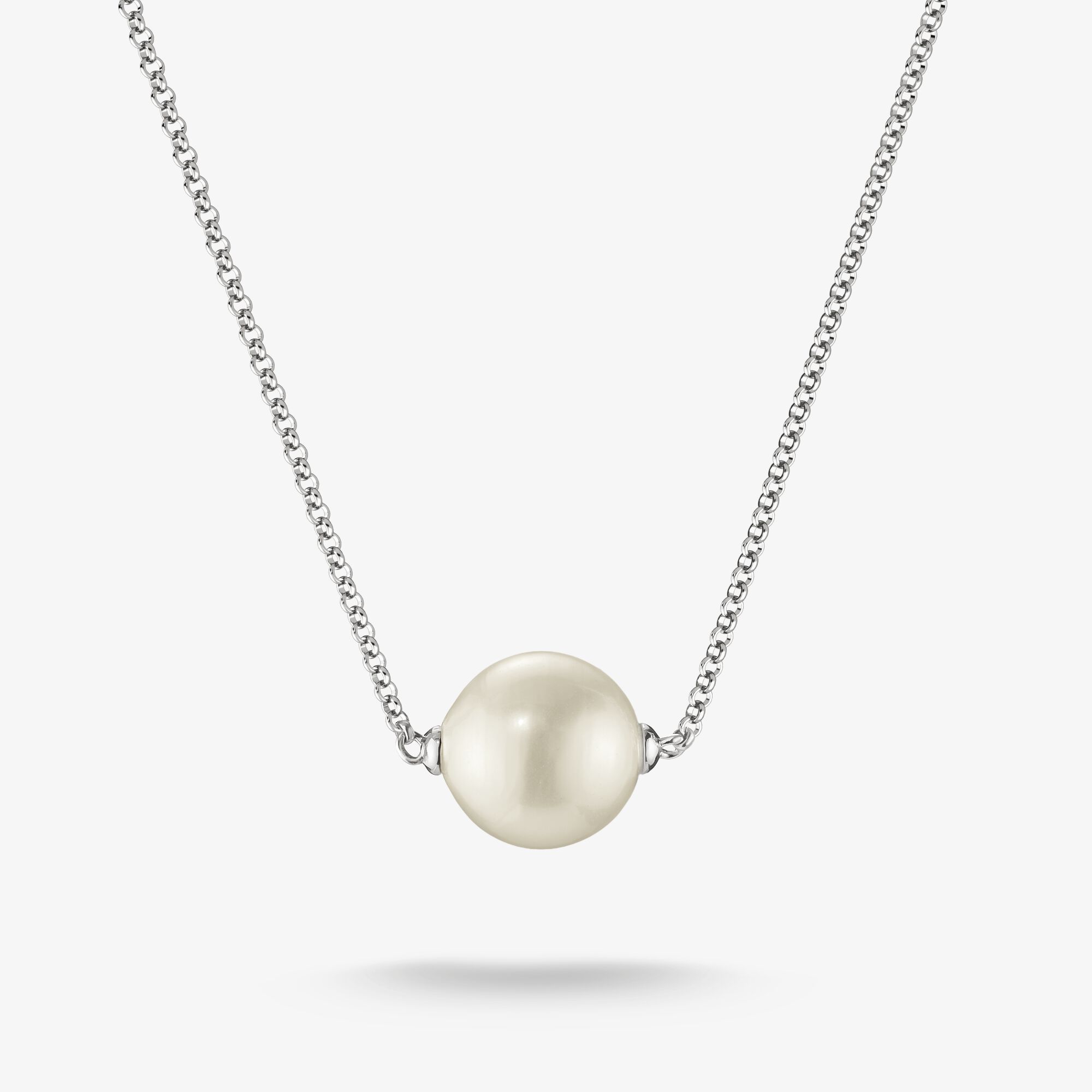 THOMAS SABO Chaîne perle blanche imitée argent, Argent sterling, Taille: 45 cm, femme
