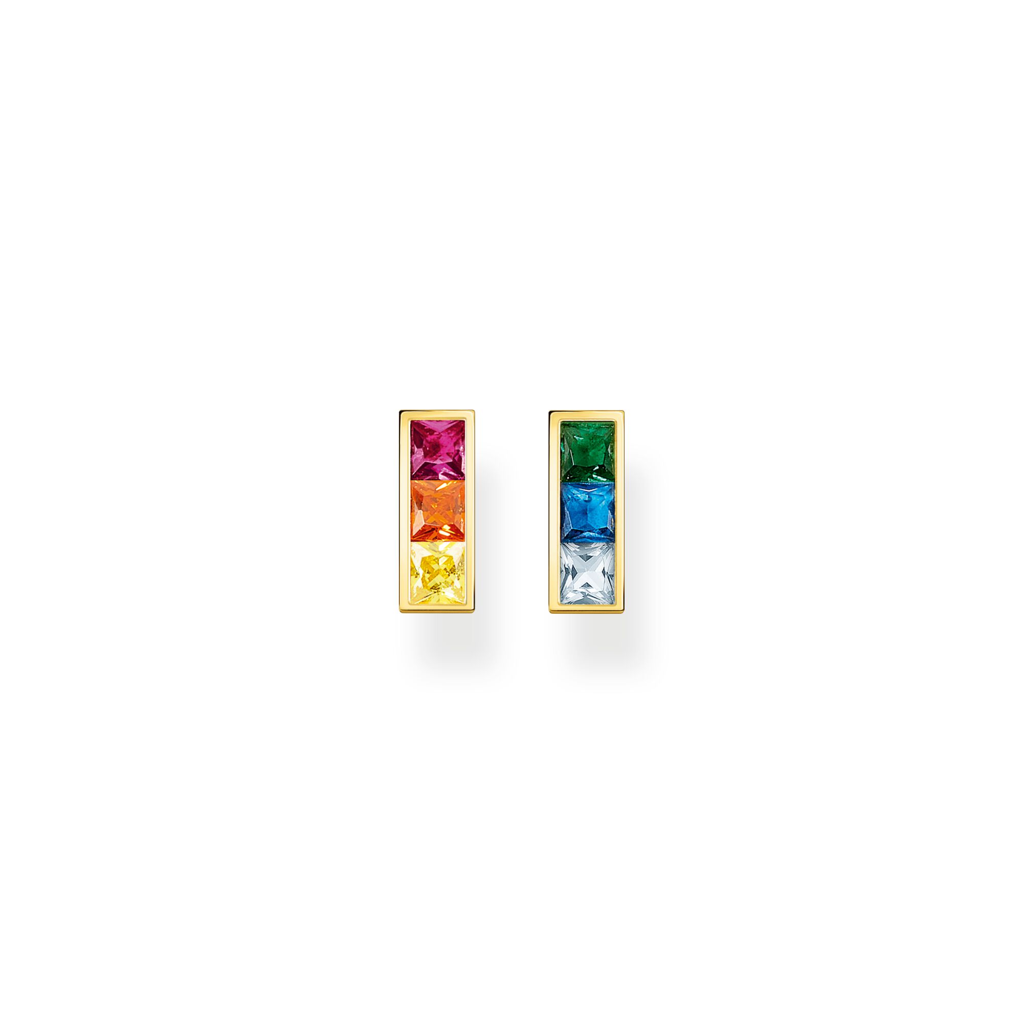 undefined | Ear Studs Colorful Stones Gold