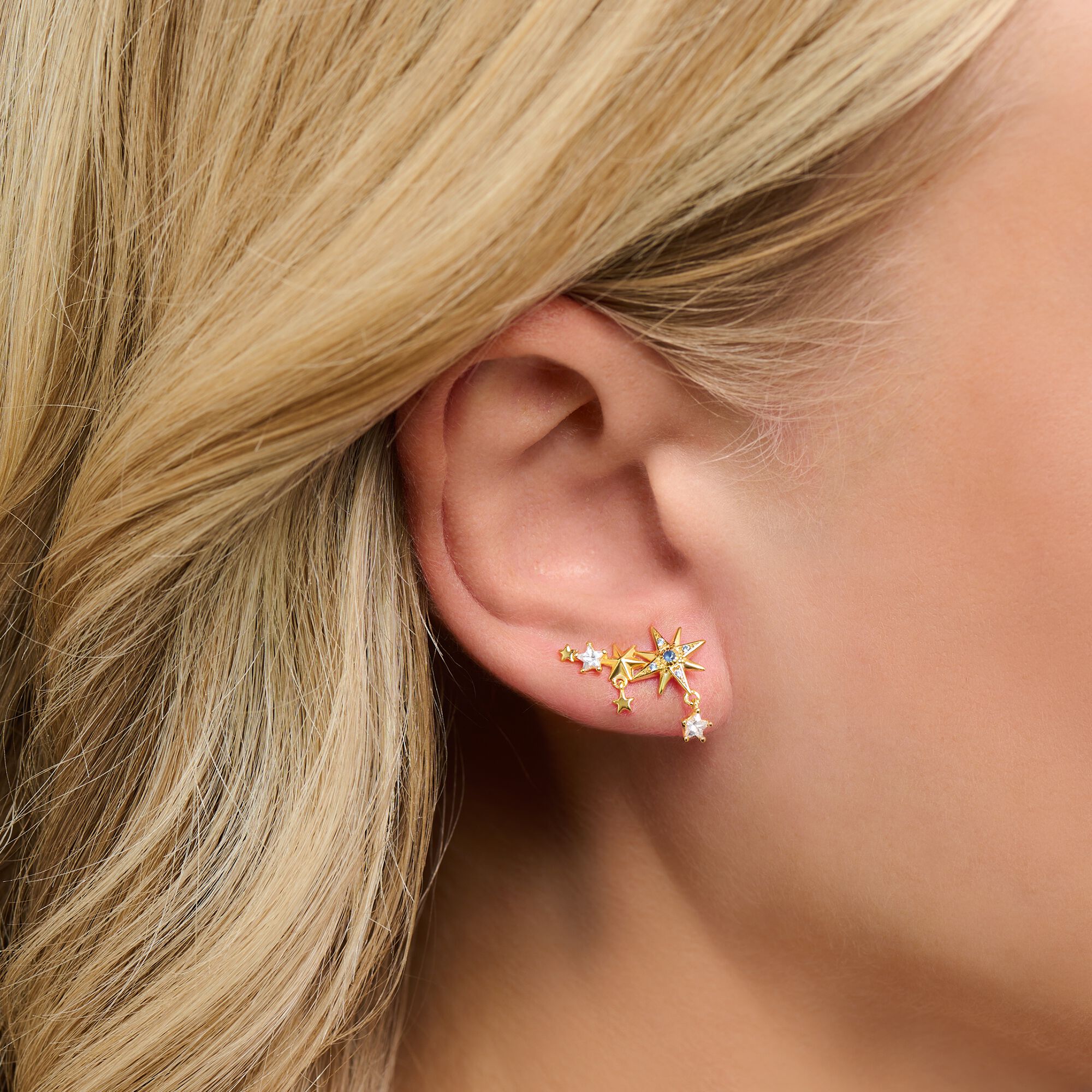 Ear climber with stars, yellow gold plated – THOMAS SABO